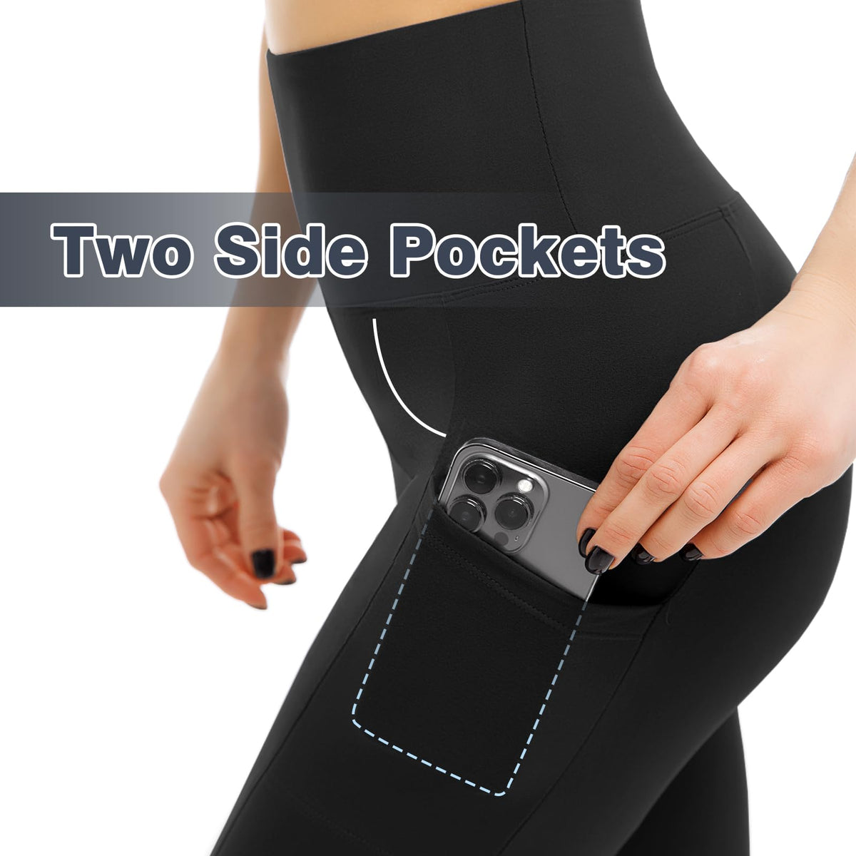 2 Pack Leggings with Pockets for Women, High Waisted Soft Leggings for Yoga Gym Black SM