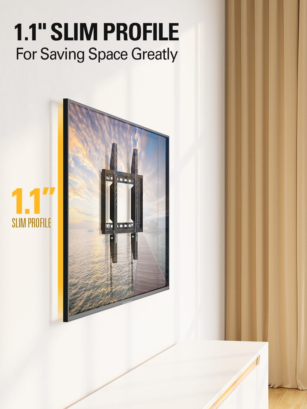 TV Mount Fixed for Most 26-60 Inch LED, LCD and Plasma TVs, TV Wall Mount TVs Bracket up to VESA 400x400mm and 100 LBS Loading Capacity, Low Profile and Space Saving Flat Mount MD2361-K