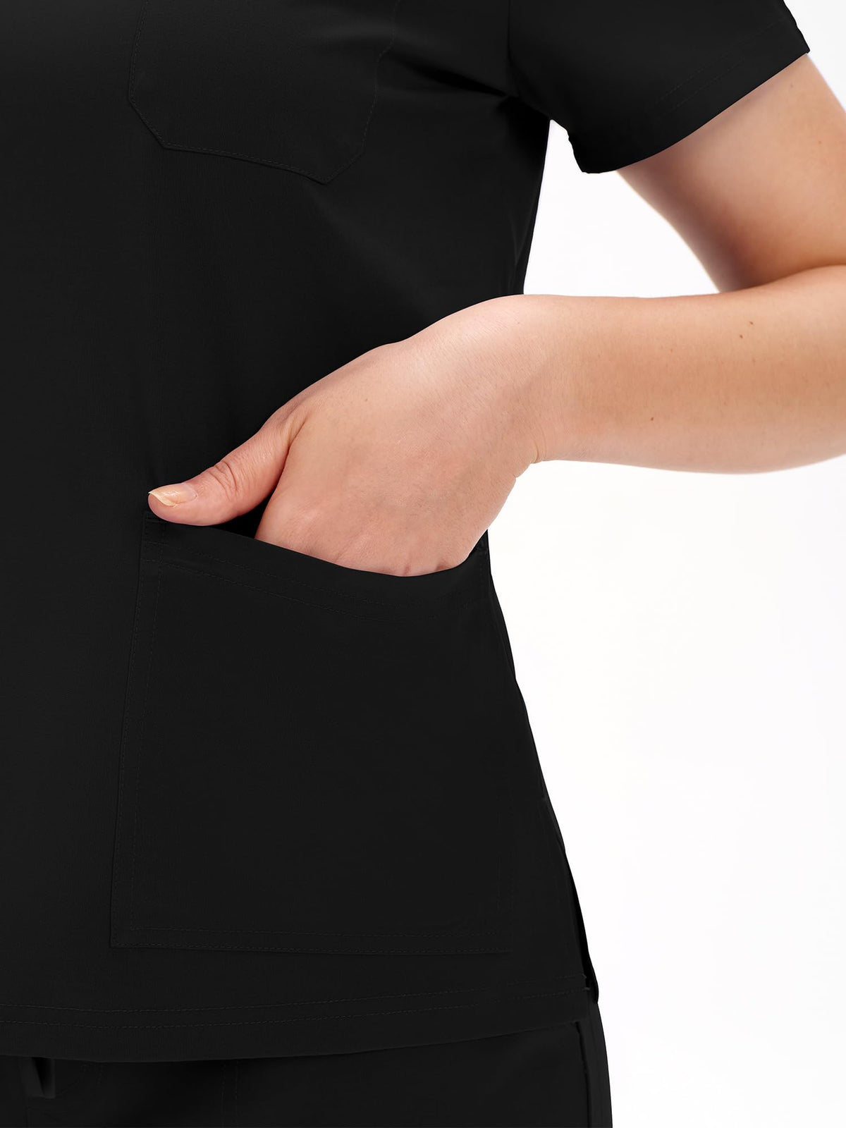COZYFIT Scrubs for Women - COZY SCRUBS V Neck Top and Cargo Straight Pants, Womens Scrub Sets with 12 Pockets, Black, M