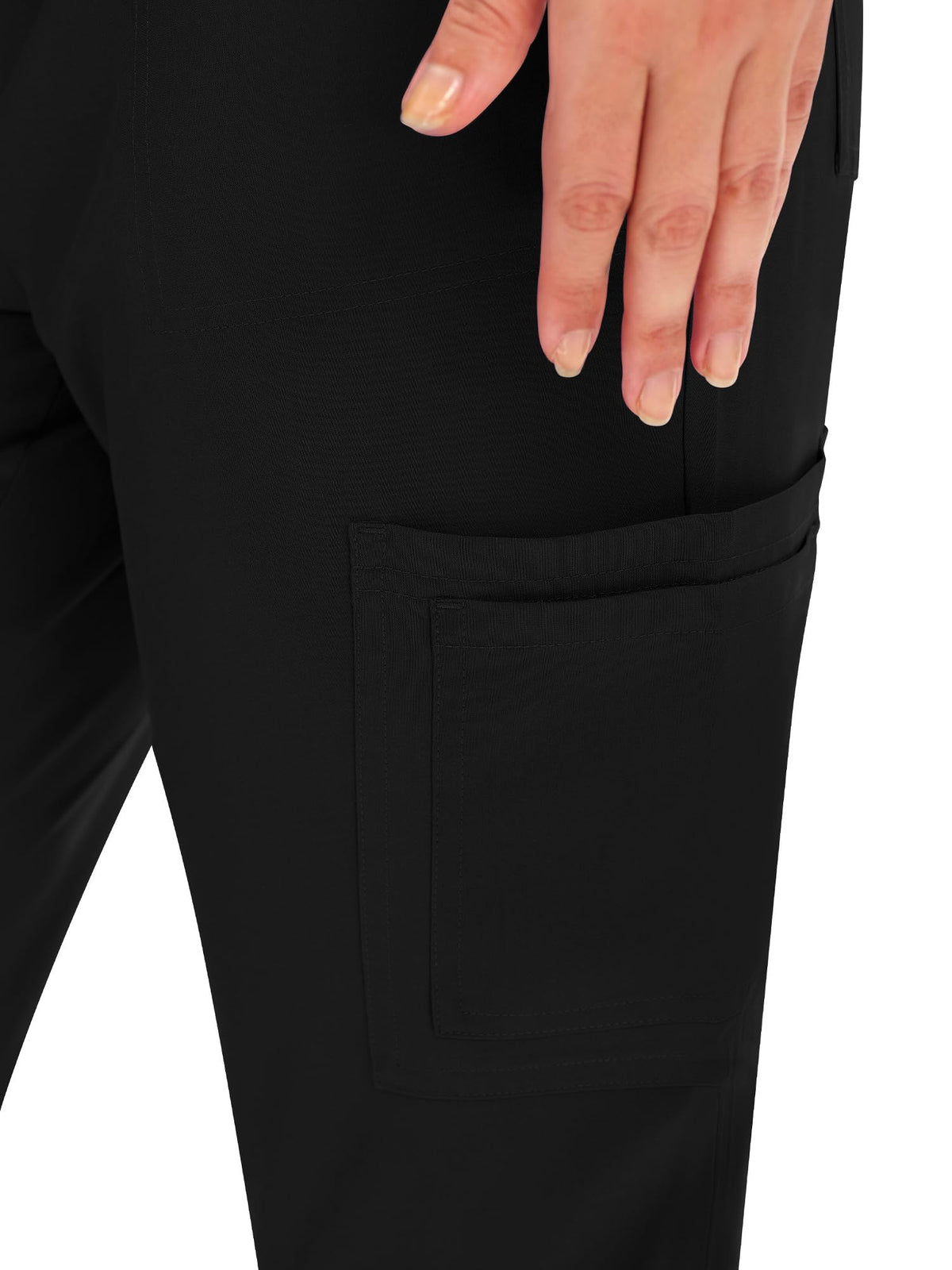 COZYFIT Scrubs for Women - COZY SCRUBS V Neck Top and Cargo Straight Pants, Womens Scrub Sets with 12 Pockets, Black, M
