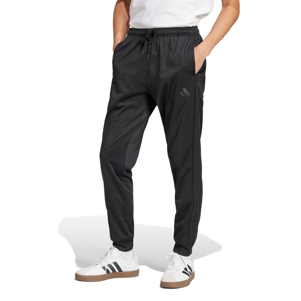 adidas Mens 3-Stripes Tricot Regular Tapered Sportswear Track Pants, Black/Black, X-Large