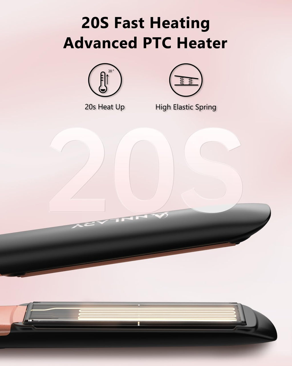 Hair Straightener 1 Inch Flat Iron and Curler 2 in 1 Titanium Ceramic Ionic Dual Voltage Straightener with Heat-Resistant Silicone, for Less Frizz, Shinier & Smoother
