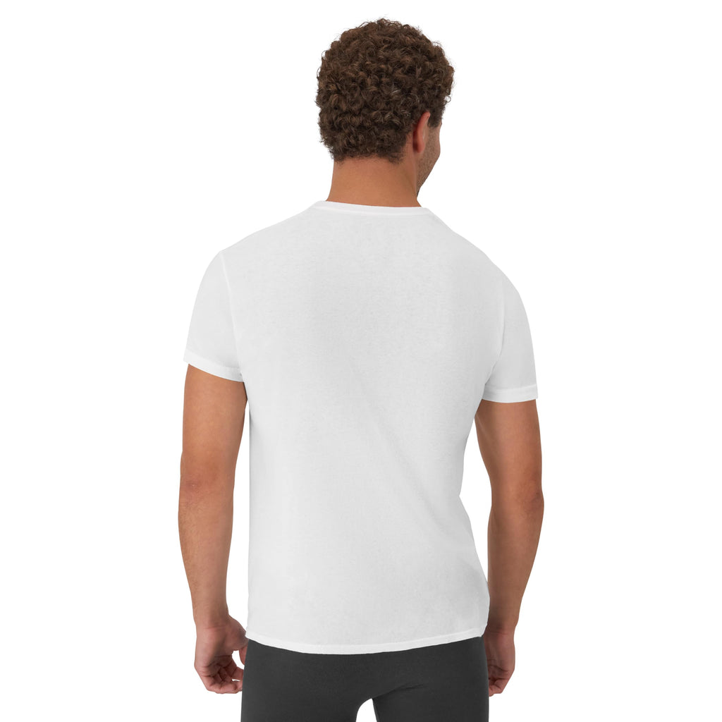 Mens Cotton, Moisture-wicking Crew Tee Undershirts, Multi-packs, White - 6 Pack, Large US