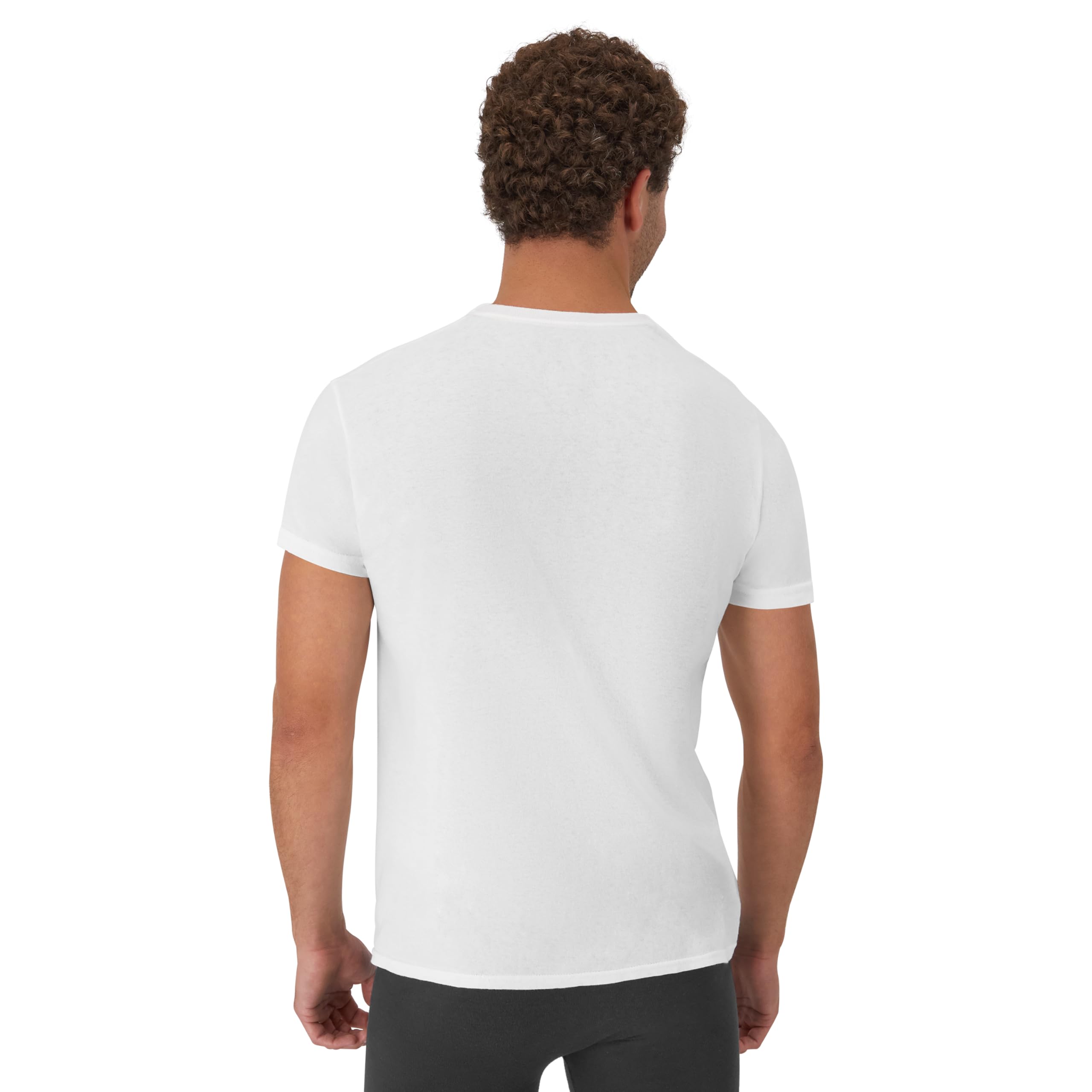 Mens Cotton, Moisture-wicking Crew Tee Undershirts, Multi-packs, White - 6 Pack, Large US
