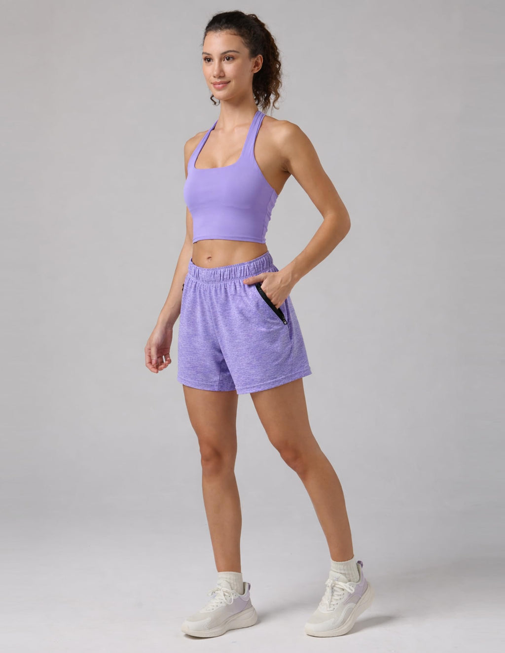5 Pack: Womens Workout Gym Shorts Casual Lounge Set, Ladies Active Athletic Apparel with Zipper Pockets (Set 1, Medium)