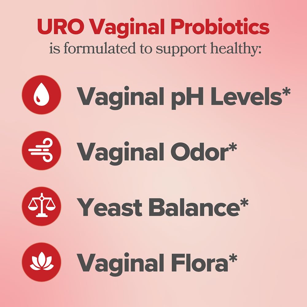 URO Vaginal Probiotics for Women pH Balance with Prebiotics & Lactobacillus – Vaginal Health Supplement – Promote Healthy Vaginal Odor & Flora, 60 Count (Pack of 1), 1 Month Supply