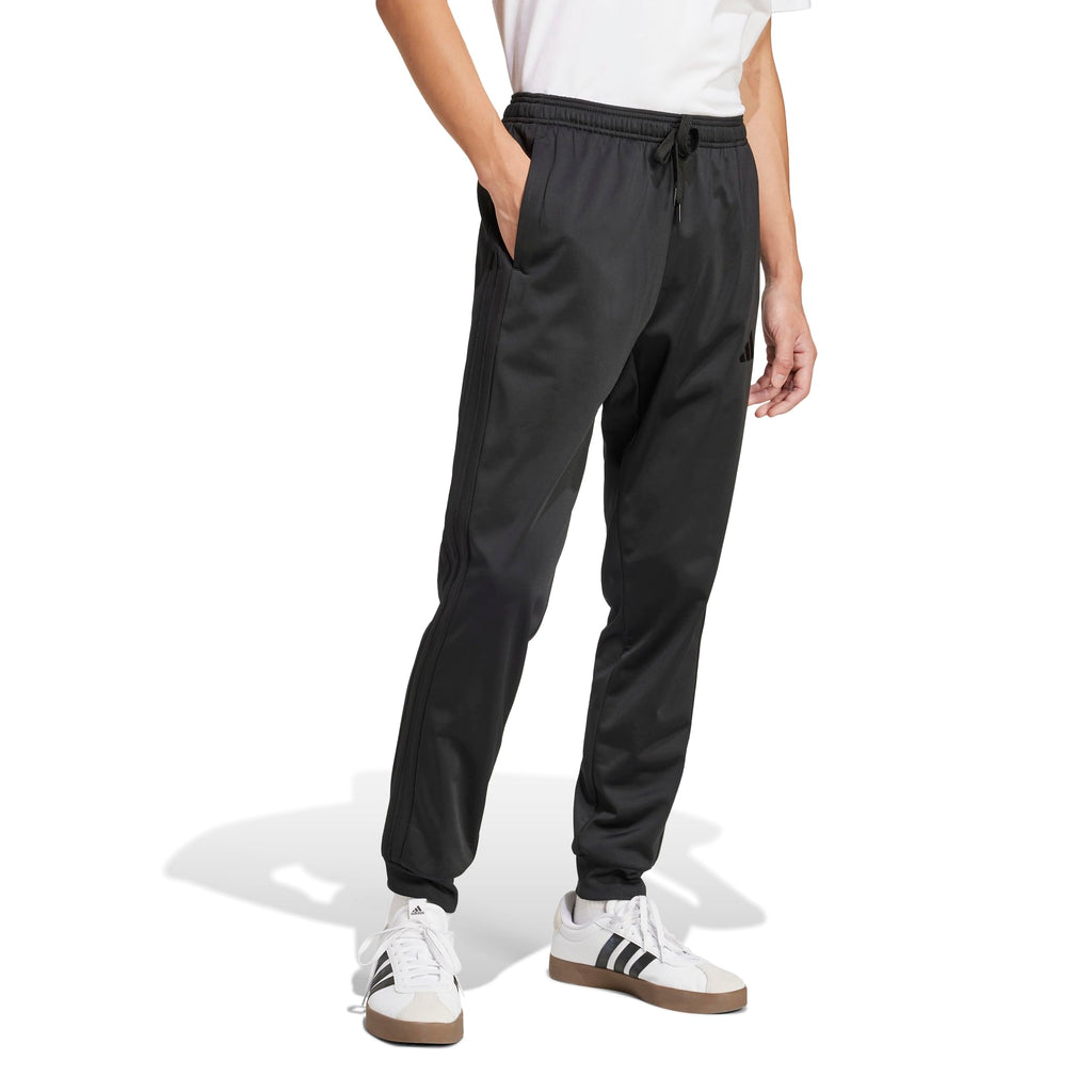 adidas Mens 3-Stripes Tricot Regular Tapered Sportswear Track Pants, Black/Black, X-Large