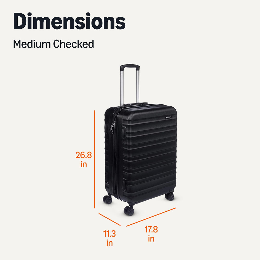 26" Hardside Medium Checked Luggage, Expandable For Up to 15% More Space, With Scratch-Resistant Surface, Four Multi-directional Wheels, Black
