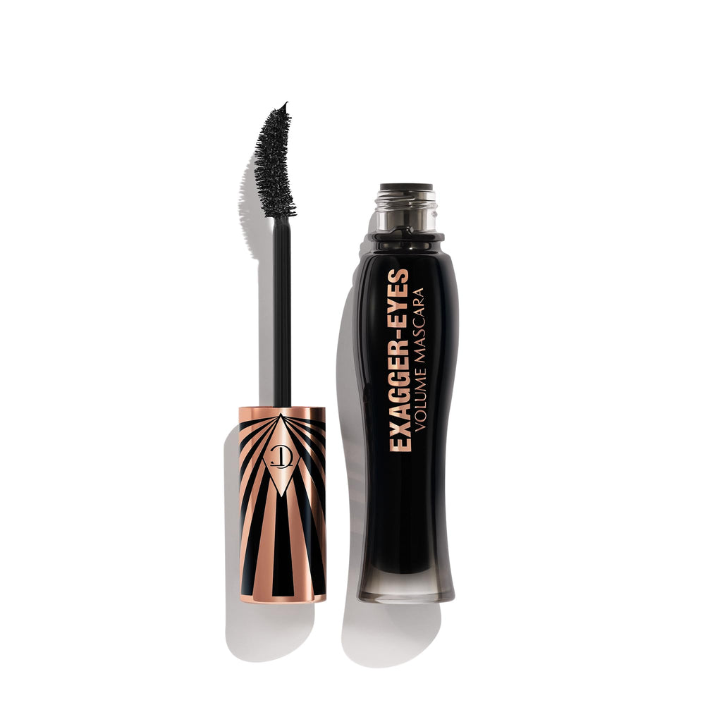 Exagger-Eyes Volume Mascara - Volumizing Black Mascara with 28-Hour Smudge-Proof & Flake-Proof Wear - Designed with a Ultra-Curved Brush