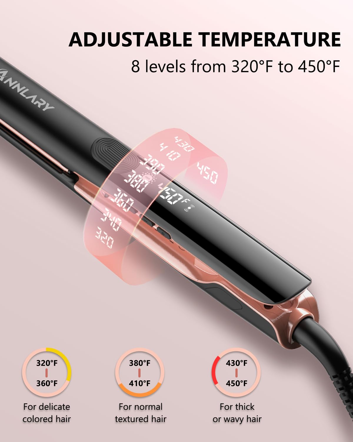 Hair Straightener 1 Inch Flat Iron and Curler 2 in 1 Titanium Ceramic Ionic Dual Voltage Straightener with Heat-Resistant Silicone, for Less Frizz, Shinier & Smoother