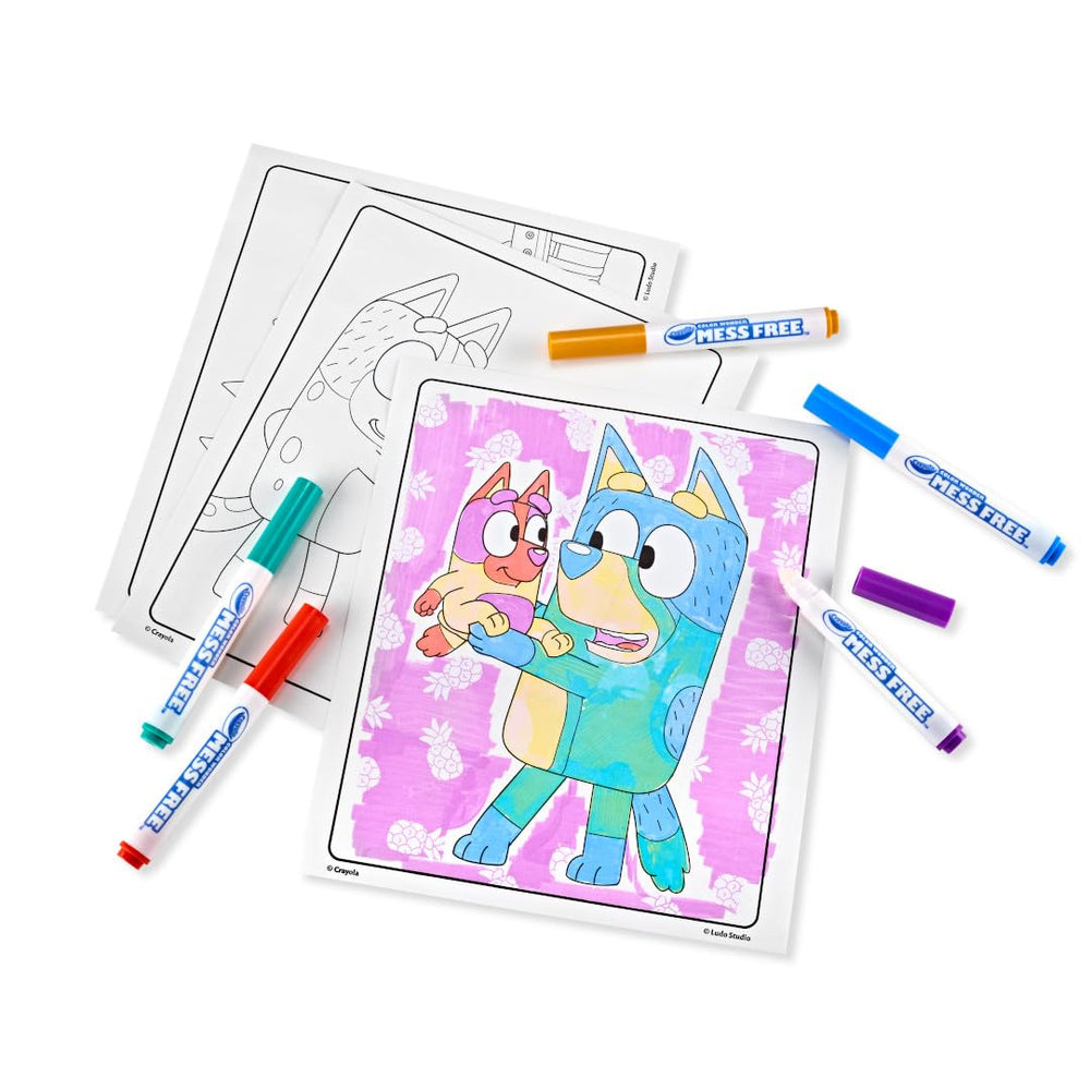 Bluey Color Wonder Coloring Set, 18 Mess Free Toddler Coloring Pages & 5 Markers, Bluey Activity Set for Kids, Gift for Toddlers, Ages 3+