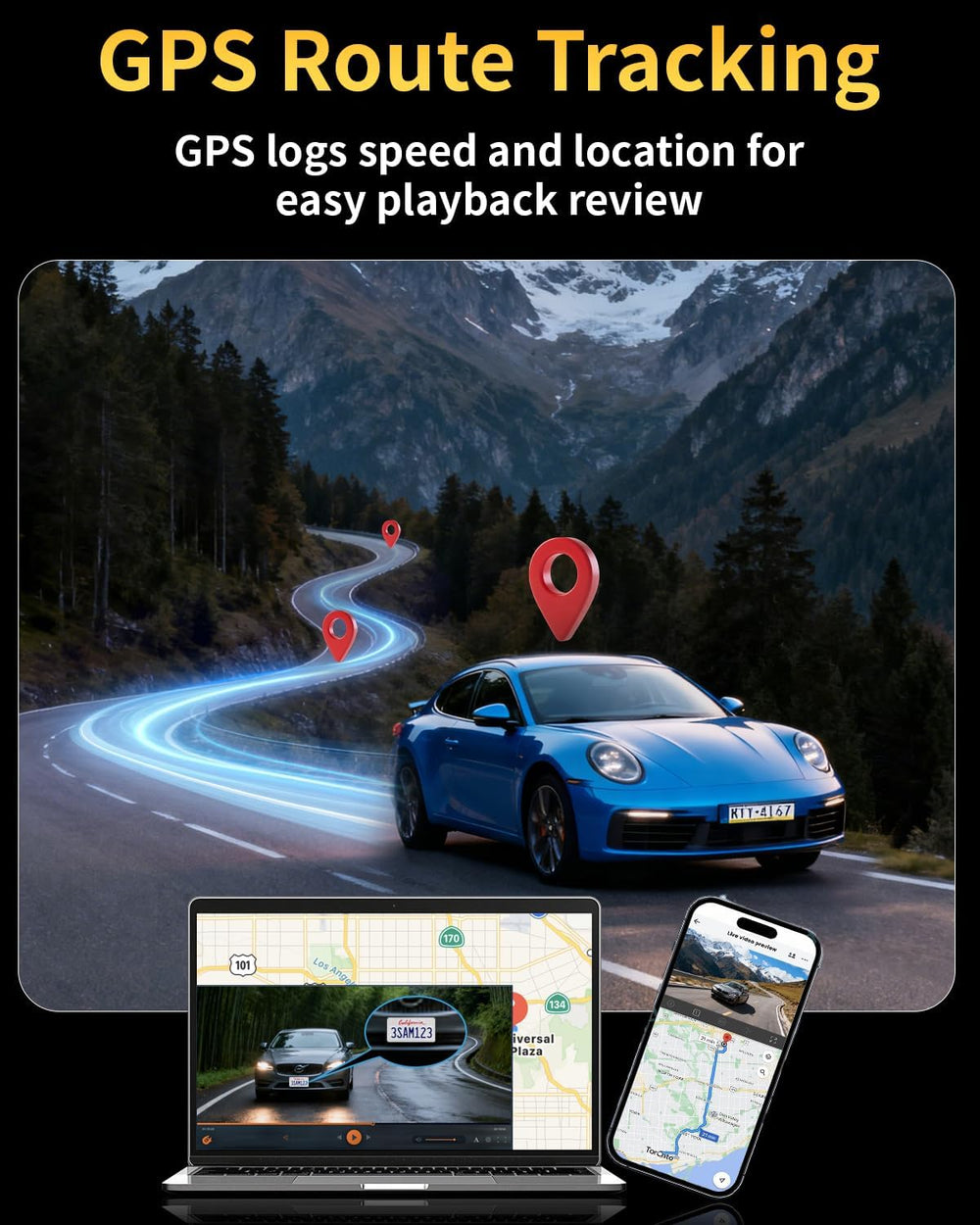 XYGCACO 4 Channel 360° Dash Cam Front Rear Inside and Left Right, 4K+1080P*3 FHD Car Camera, 5GHz WiFi and App Control, 24H Parking Mode, 8 IR Lamps Night Vision, Includes 64GB SD Card, Black