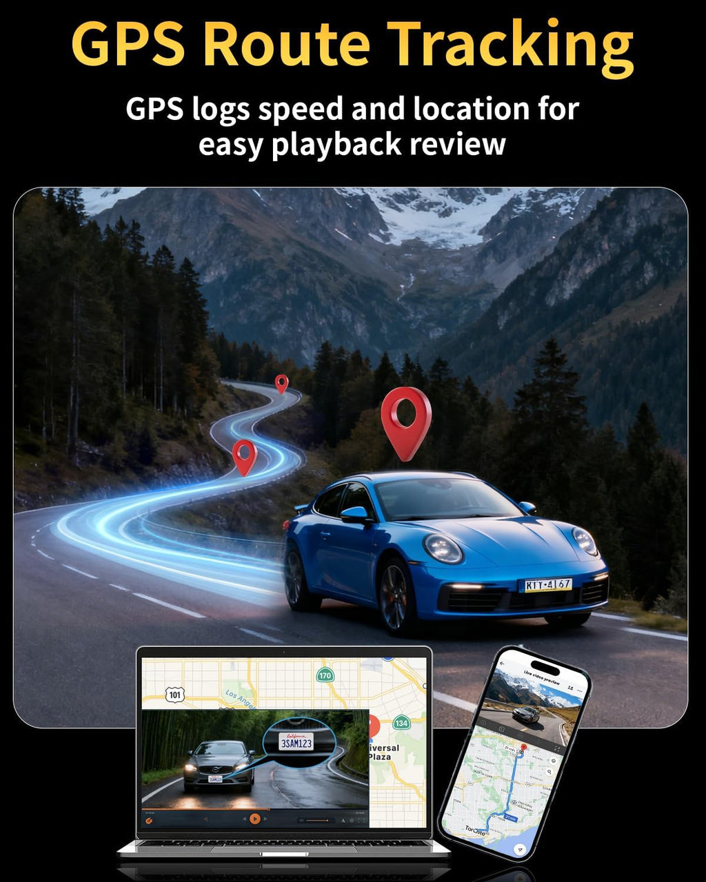XYGCACO 4 Channel 360° Dash Cam Front Rear Inside and Left Right, 4K+1080P*3 FHD Car Camera, 5GHz WiFi and App Control, 24H Parking Mode, 8 IR Lamps Night Vision, Includes 64GB SD Card, Black
