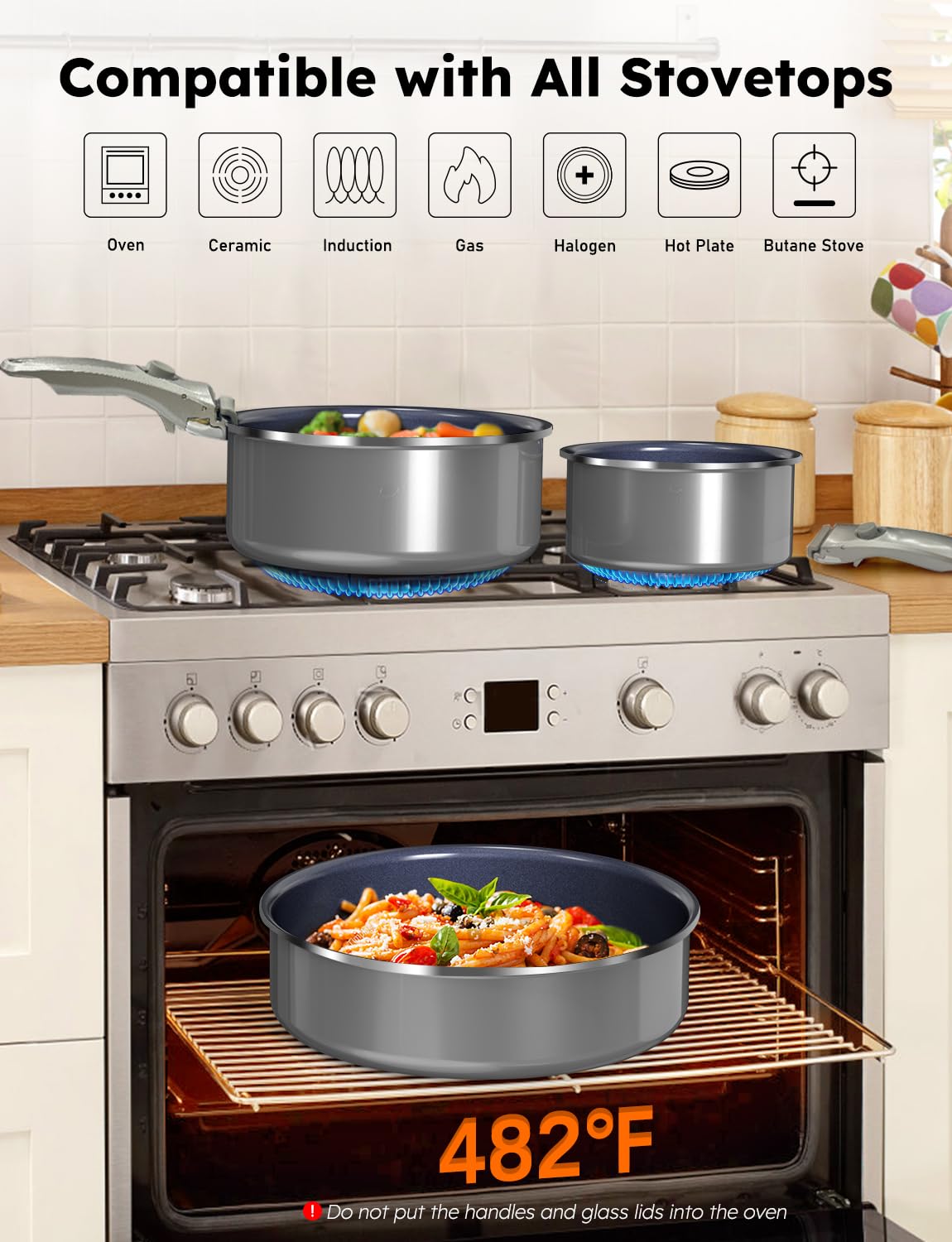 Pro Ceramic Pots and Pans Set & 2026 Upgraded Hybrid 3-Ply Stainless Steel Frypan, 2X Non Stick, High Heat Sear, PFAS PTFE PFOA Free Non Toxic Induction Cookware,Removable Handle,Oven Safe,12PC