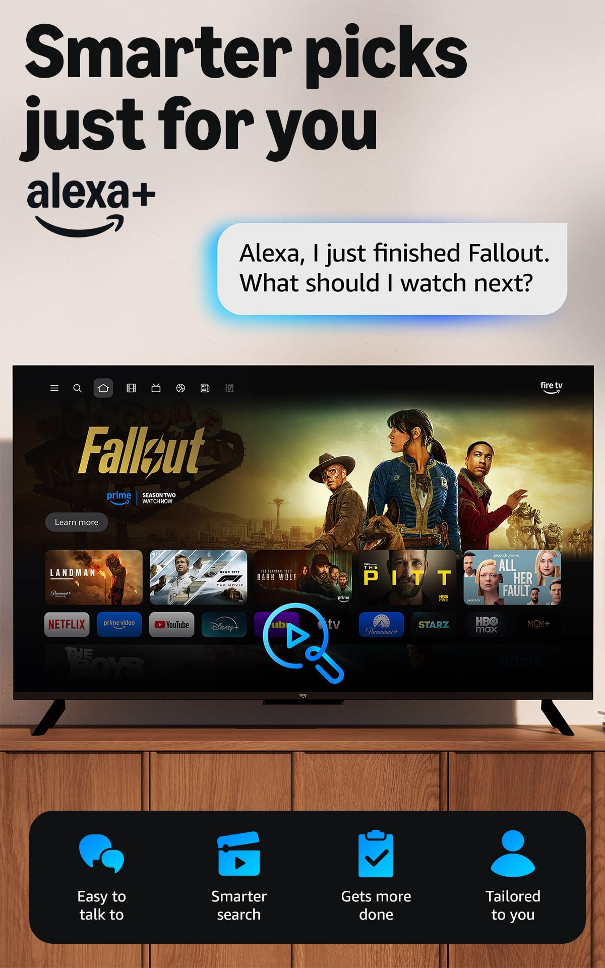 Fire TV Stick 4K Max streaming device, with AI-powered Fire TV Search, supports Wi-Fi 6E, free & live TV without cable or satellite, find shows faster with Alexa+