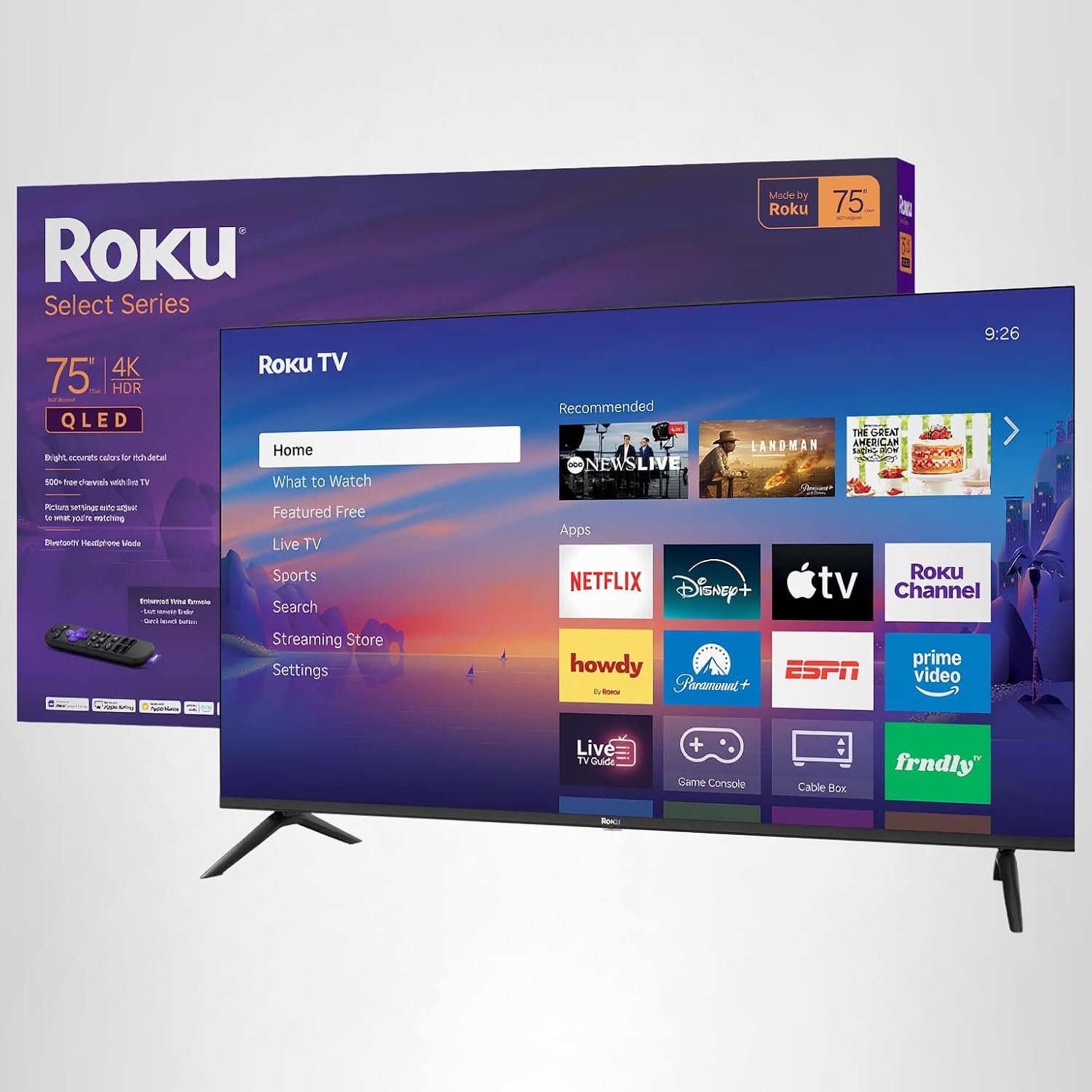 Roku Smart TV 2026 – 55-Inch Select Series, 4K QLED TV – Roku TV with Voice Remote – Flat Screen QLED Television with Wi-Fi for Streaming Live Local News, Sports, & Movies – Bluetooth Headphone Mode