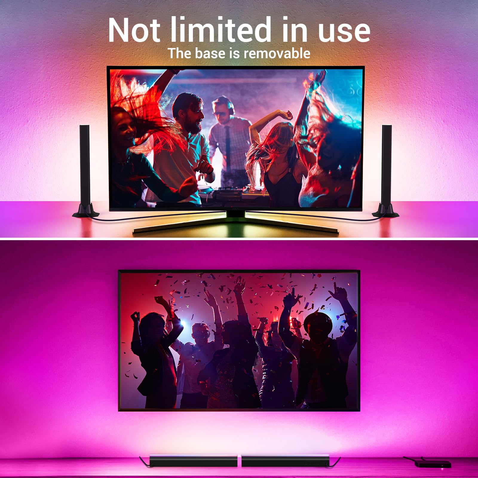 velted RGB Light Bar, Music Sync RGB IC LED Lights Bars, USB Powered Ambient Lighting, Remote Control Color Changing Gaming TV Backlight, 8 Dynamic Modes for PC Room Monitor Desk