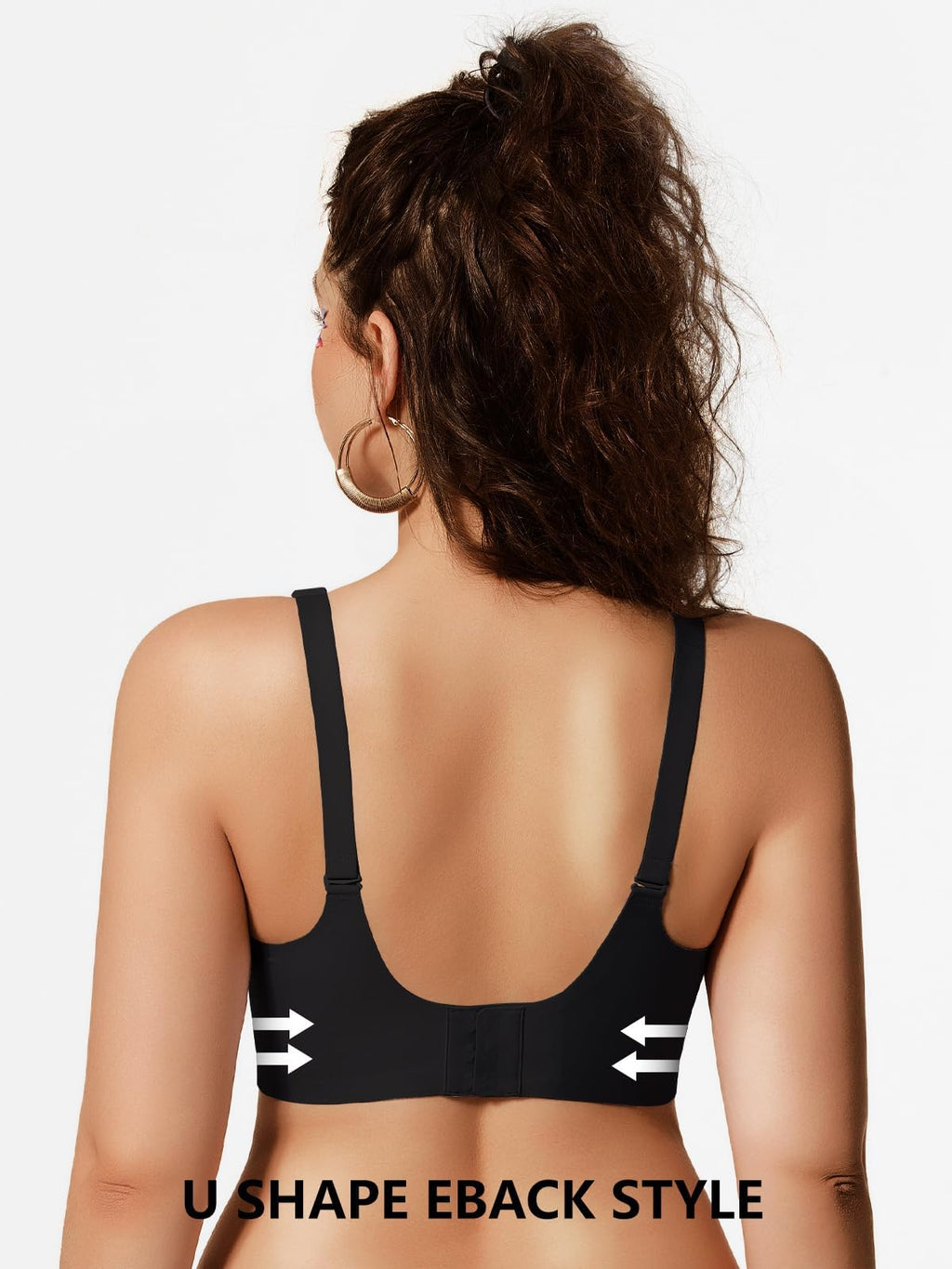 Jelly Bras for Women No Underwire Scalloped Push Up Wireless Bralettes Seamless Soft Comfort Everyday Tshirt Bra Black Large