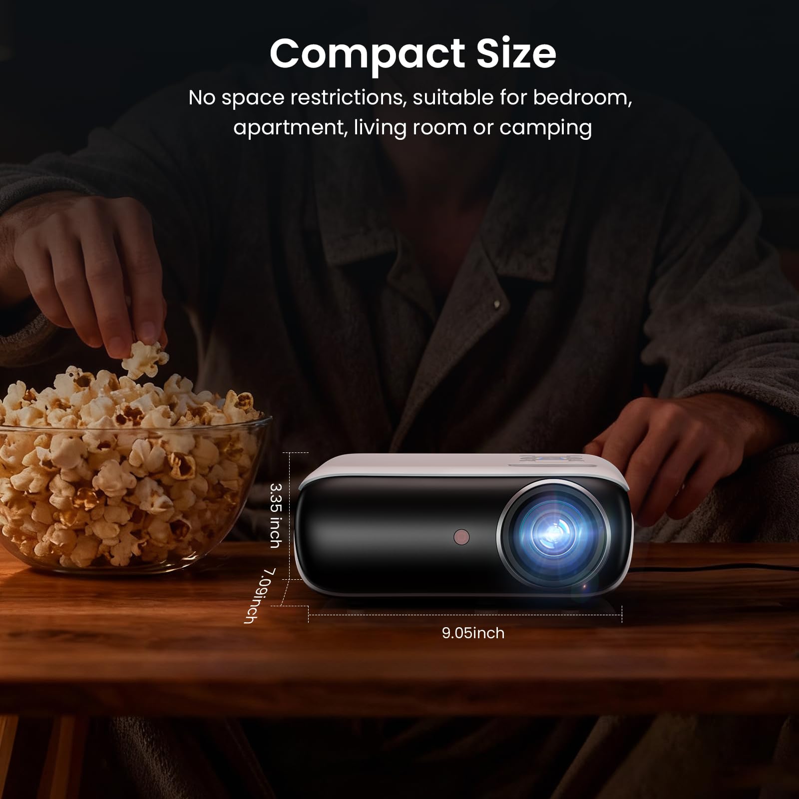 Native 1080P Projector, Bluetooth Home Theater Movie Projector with Built-in Speaker, Compatible with Smartphone, HDMI, Fire Stick, PS5, Indoor & Outdoor Use - Without Google TV System
