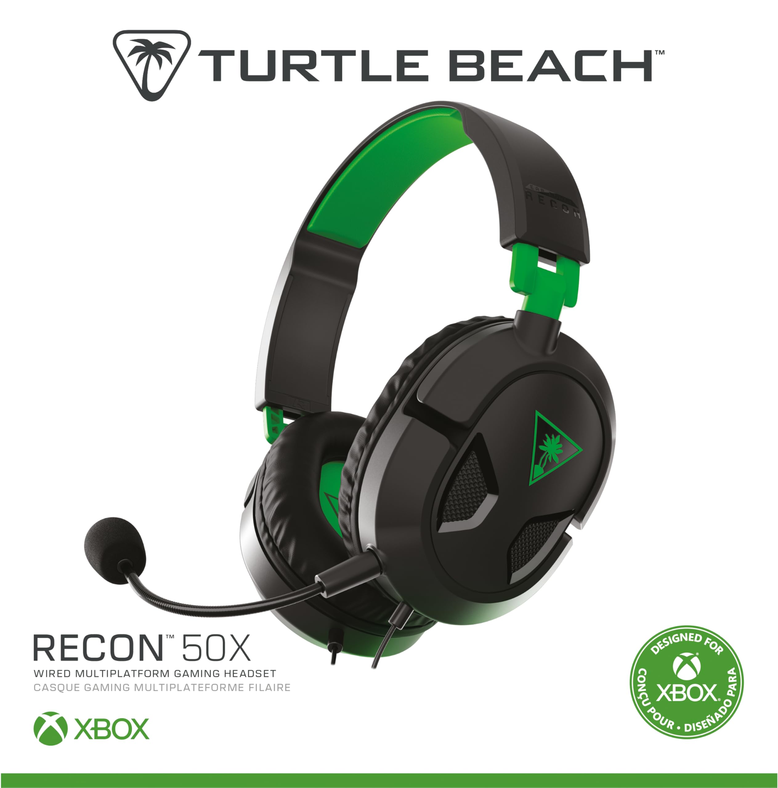 Turtle Beach Recon 50 Xbox Gaming Headset – Officially Licensed for Xbox Series X|S, Xbox One, and Windows PCs with 3.5mm – Also works with PS5, PS4, and Mobile Devices, Removable Mic, 40mm Speakers