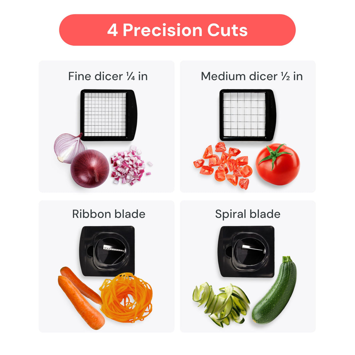 []Fullstar The Original Pro Chopper - Vegetable Chopper and Spiralizer, Food Chopper with Container, Fruit Slicer, Kitchen Gadgets & Gifts, Home Essentials (4 in 1, White)