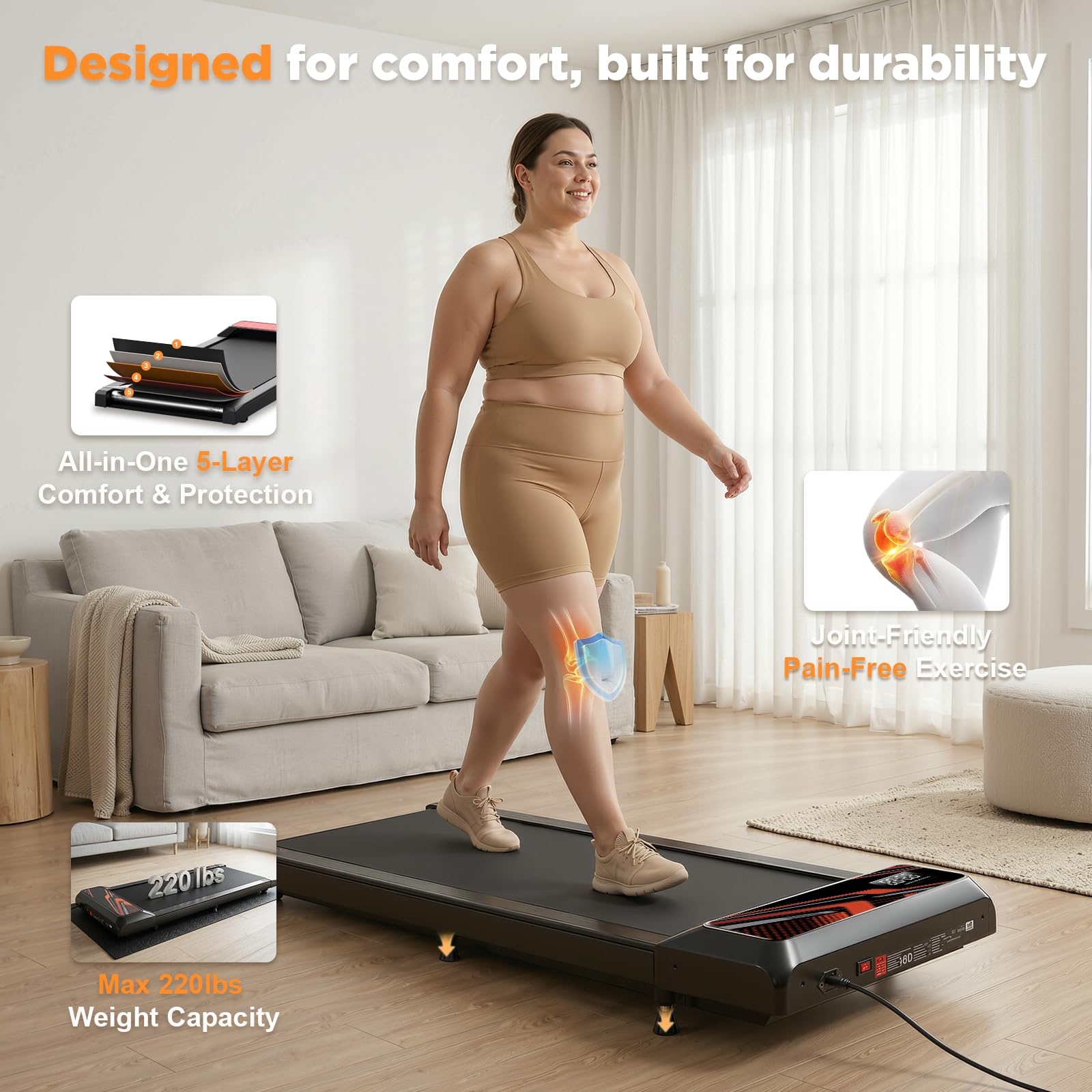 Under Desk Treadmill, Walking Mat with Incline pad, 2.5HP Portable Compact Treadmill for Home Office, Small Mini Walking Treadmill Pad with Remote & 3 in 1 Led Display, 265 Lbs Weight Capacity-Black