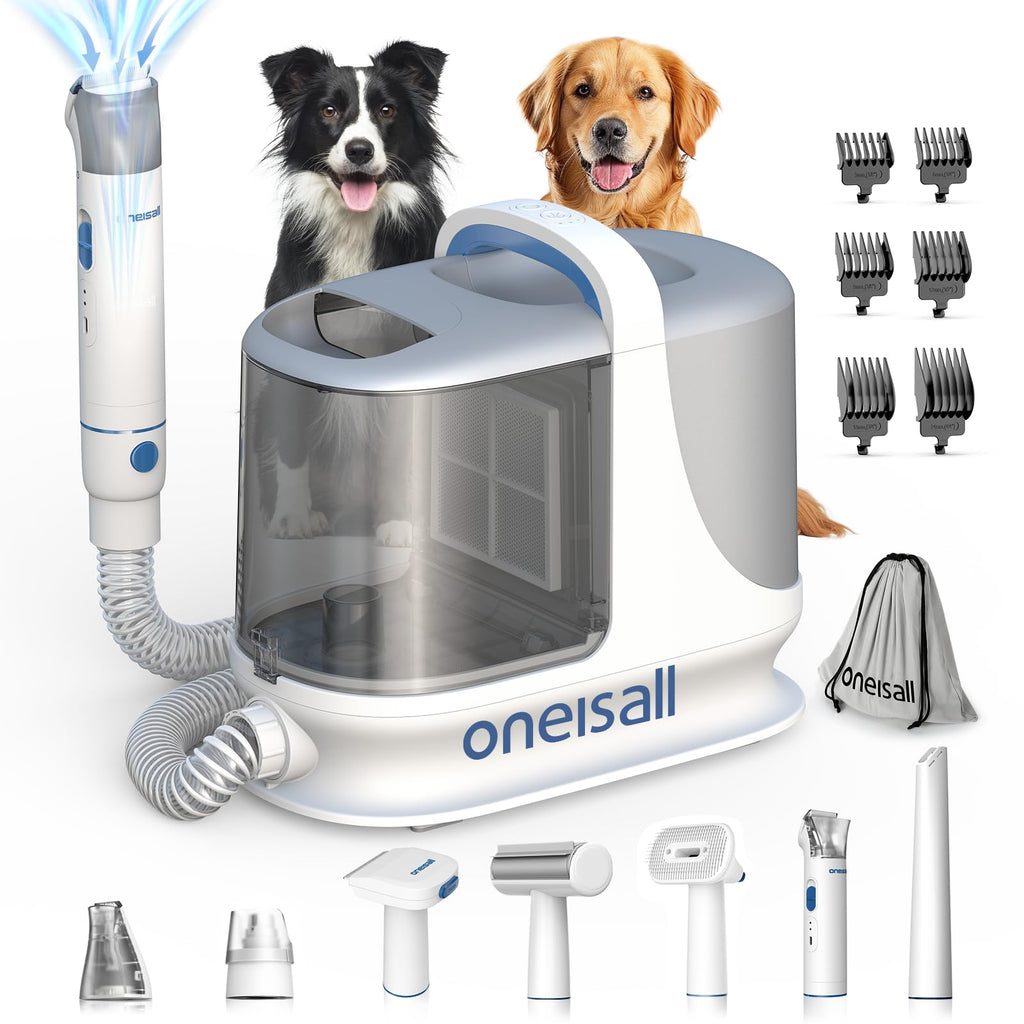 Dog Grooming Vacuum, 13000Pa Powerful 3L Dust Cup Pet Vacuum with Clipper Nail Grinder & Shedding Brush, 7 in 1 Dog Grooming Kits, Quiet, Large Capacity 3 Suction Levels, BM3