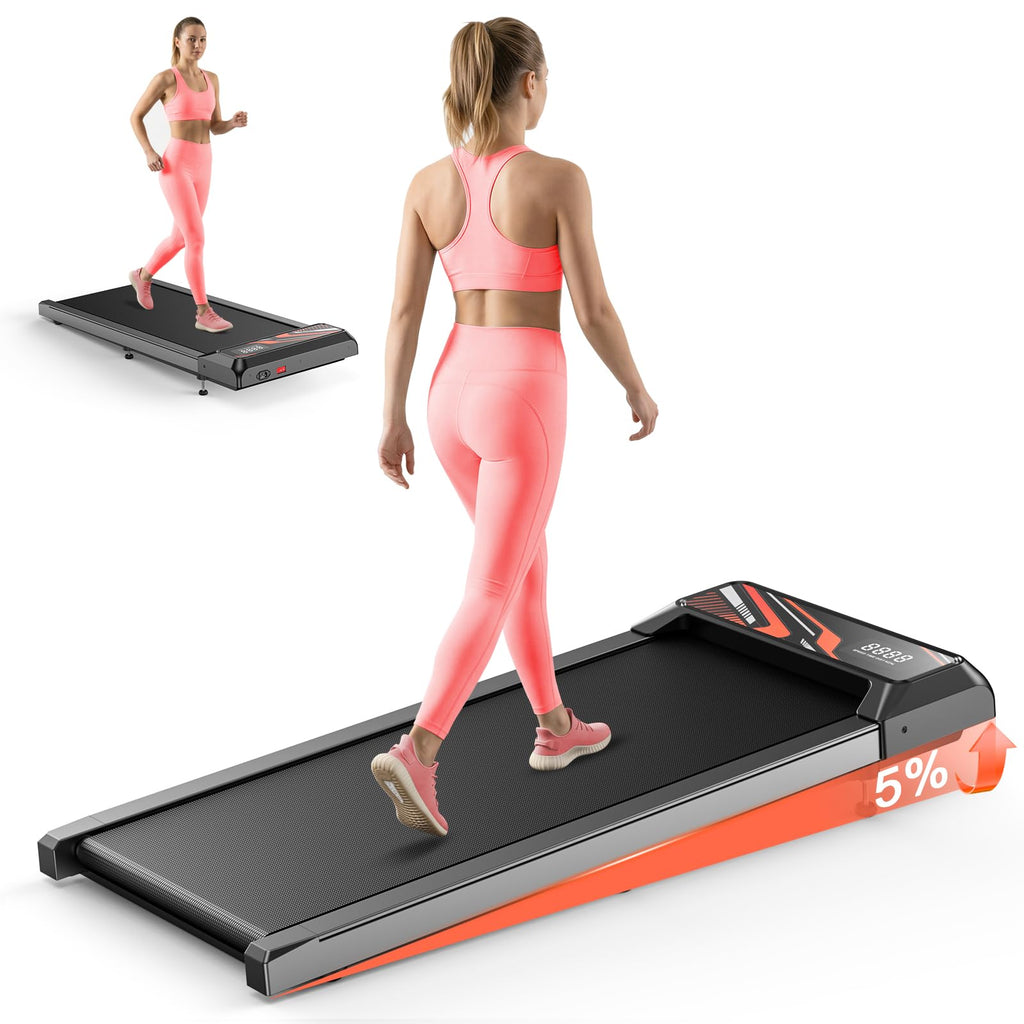 Under Desk Treadmill, Walking Mat with Incline pad, 2.5HP Portable Compact Treadmill for Home Office, Small Mini Walking Treadmill Pad with Remote & 3 in 1 Led Display, 265 Lbs Weight Capacity-Black