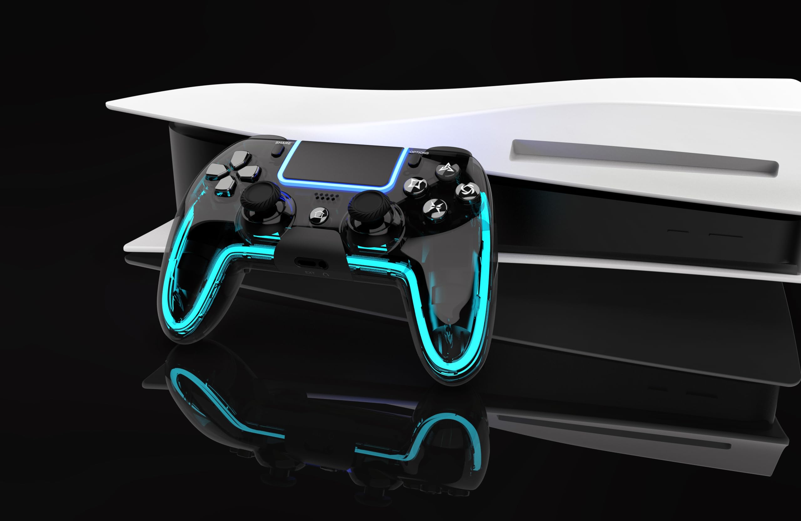 Wireless Controller for PS5, Pro/Slim/MAC/Steam Deck/PC, Hall Effect Joystick, Dual Vibration/Macro/Turbo, 3.5mm Jack, 6-Axis, Mute Key, LED Gamepad with Speaker (4 Lighting Effects, 9 Light Colors)