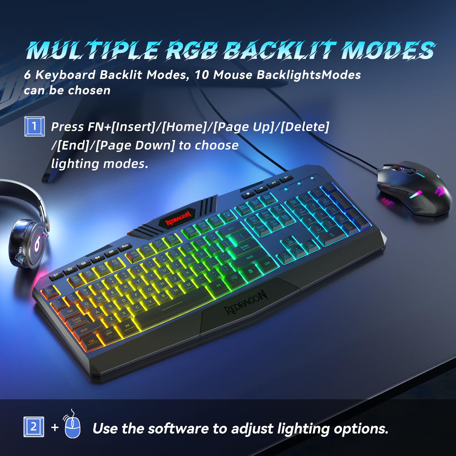 S101-3 PRO Gaming Keyboard and Mouse, RGB Backlit Programmable Keyboard Mouse with Software, Independent Macro Record Keys, Value Combo Set, New Update Version