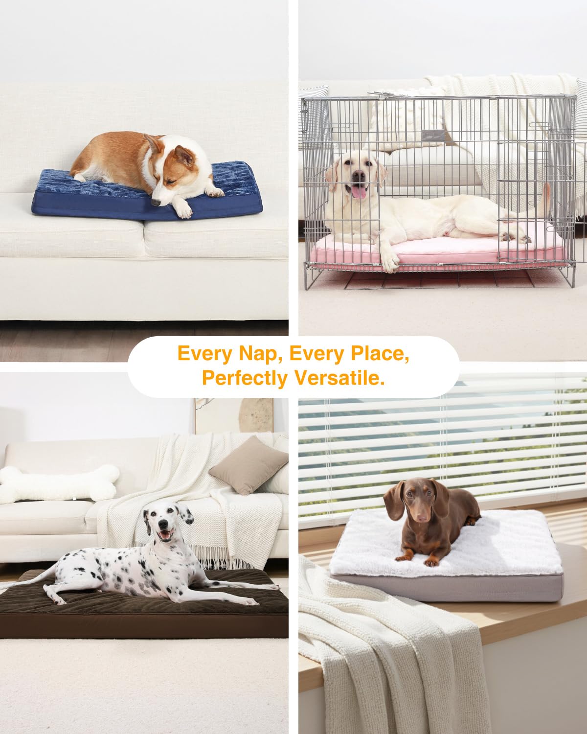 Orthopedic Dog Bed Dog Crate Bed Waterproof for Large Dogs Deluxe Plush Washable Pet Mat with Egg Crate Foam & Removable Cover, 35 x 22 Inch, Gray