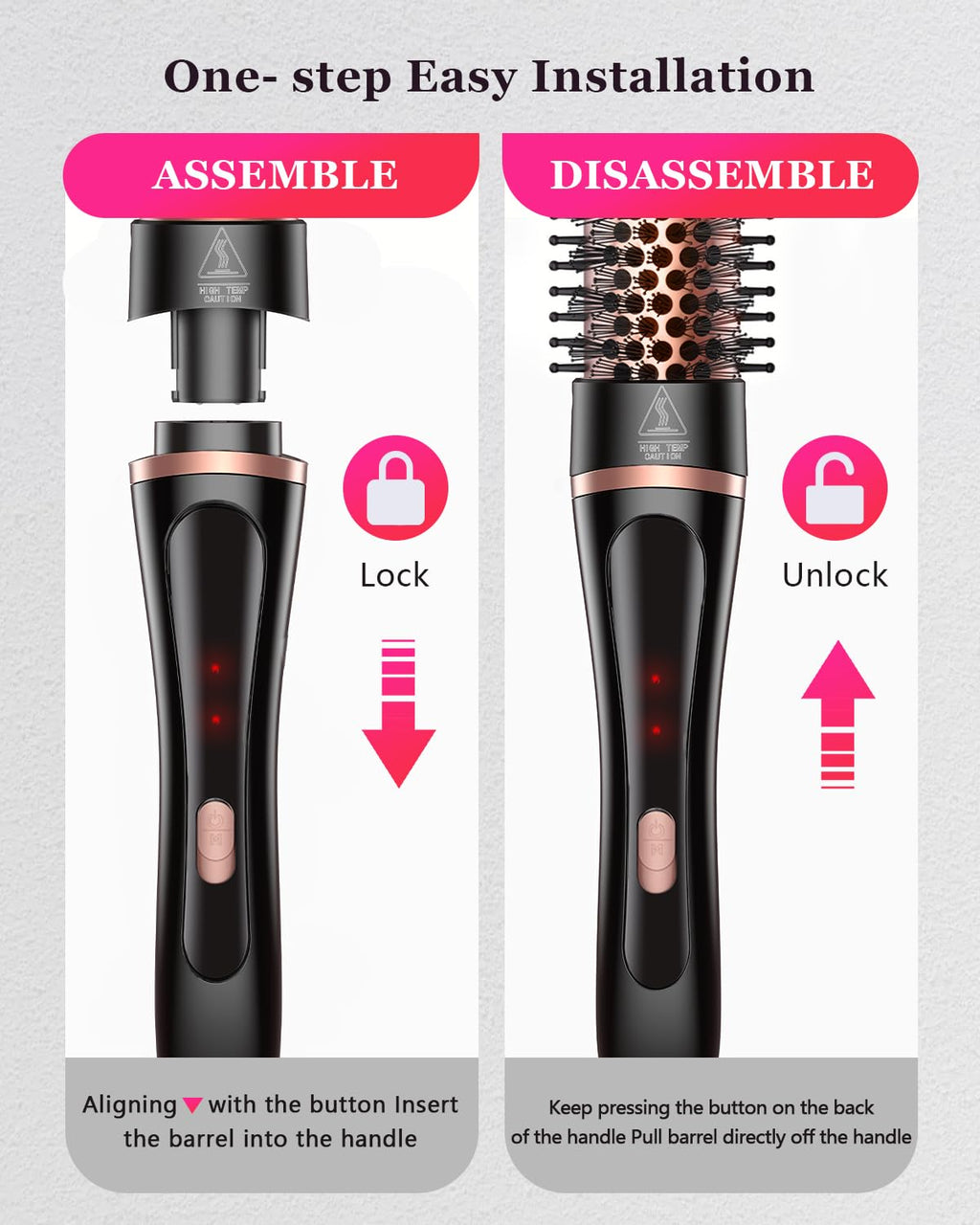 []5 in 1 Curling Iron & Thermal Brush Set with 4 Interchangeable Ceramic Barrels (0.35”-1.25”) Fast Heat Dual Voltage Travel Hair Tools Birthday Gift for Women - Hair Curler Wand Kit for Curls & Blowout