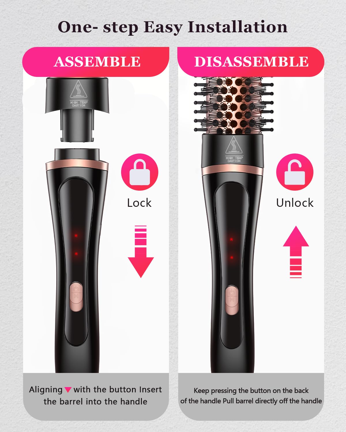 []5 in 1 Curling Iron & Thermal Brush Set with 4 Interchangeable Ceramic Barrels (0.35”-1.25”) Fast Heat Dual Voltage Travel Hair Tools Birthday Gift for Women - Hair Curler Wand Kit for Curls & Blowout