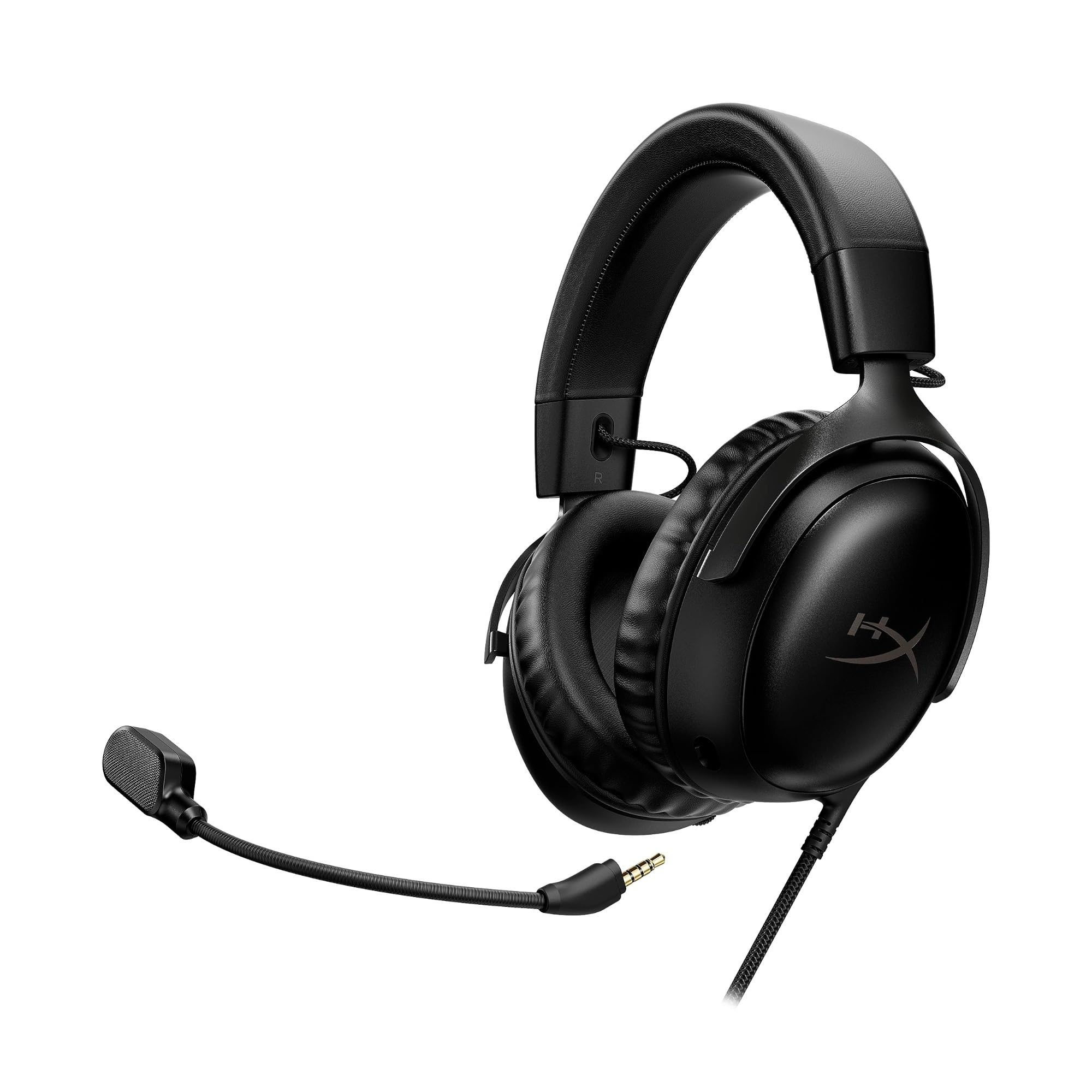 HyperX Cloud III – Wired Gaming Headset, PC, PS5, Xbox Series X|S, Angled 53mm Drivers, Spatial Audio, Memory Foam, Durable Frame, Ultra-Clear 10mm Mic, USB-C, USB-A, 3.5mm – Black