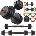 Adjustable Dumbbells, 50lbs Free Weight Set with Connector, 4 in1 Dumbbells Set Used as Barbell, Kettlebells, Push up Stand, Fitness Exercises for Home Gym Suitable Men/Women
