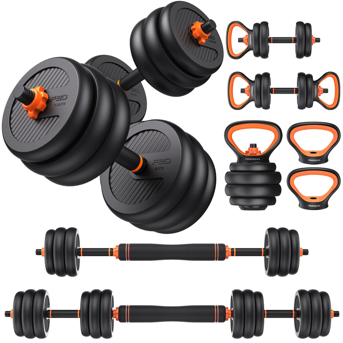 Adjustable Dumbbells, 50lbs Free Weight Set with Connector, 4 in1 Dumbbells Set Used as Barbell, Kettlebells, Push up Stand, Fitness Exercises for Home Gym Suitable Men/Women