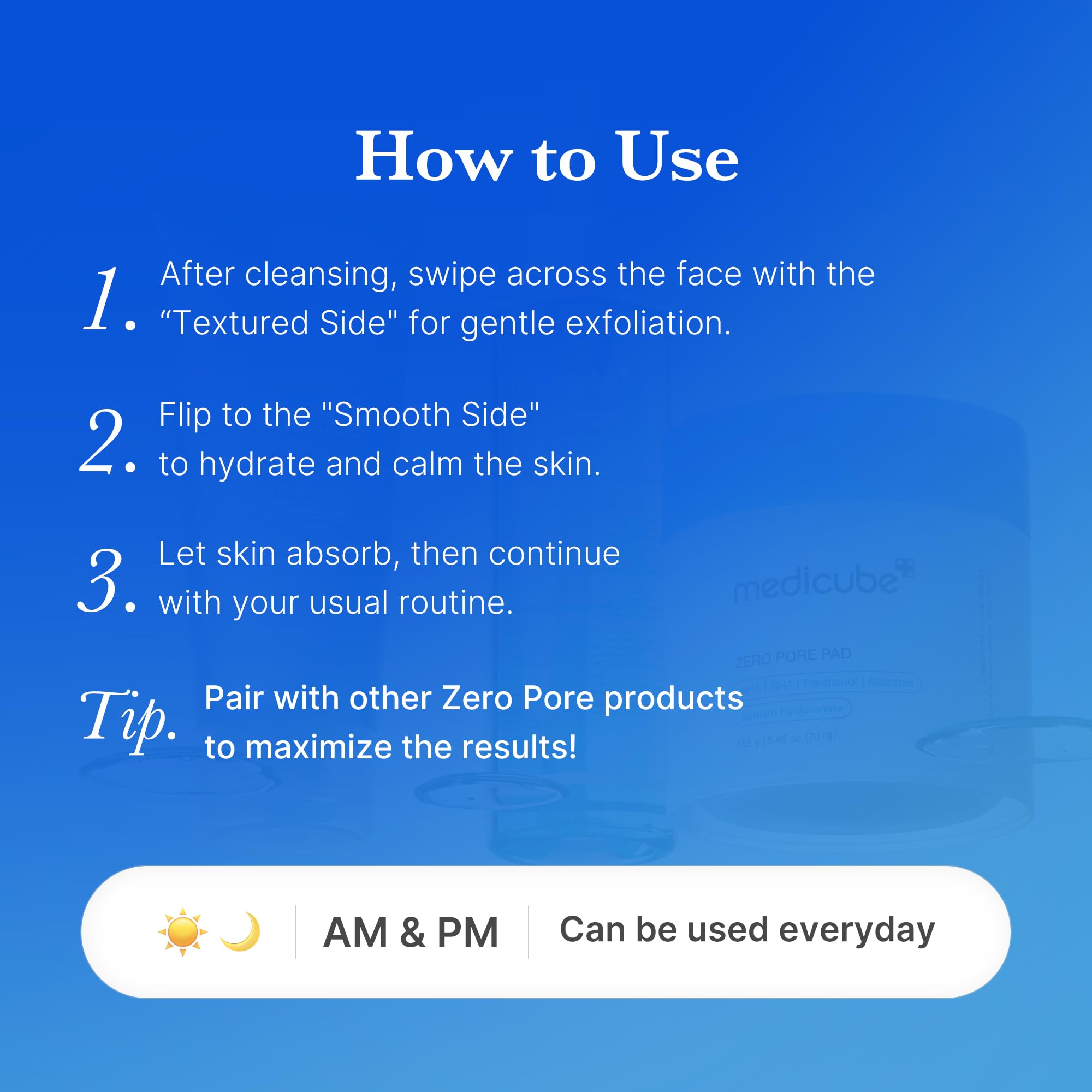Toner Pads Zero Pore Pad 2.0 | Dual-Textured Facial Pad for Exfoliation and Pore Care with 4.5% AHA Lactic Acid, 0.45% BHA Salicylic Acid | Ideal for All, Korean Skin Care, 70 Pads (1 Pack)