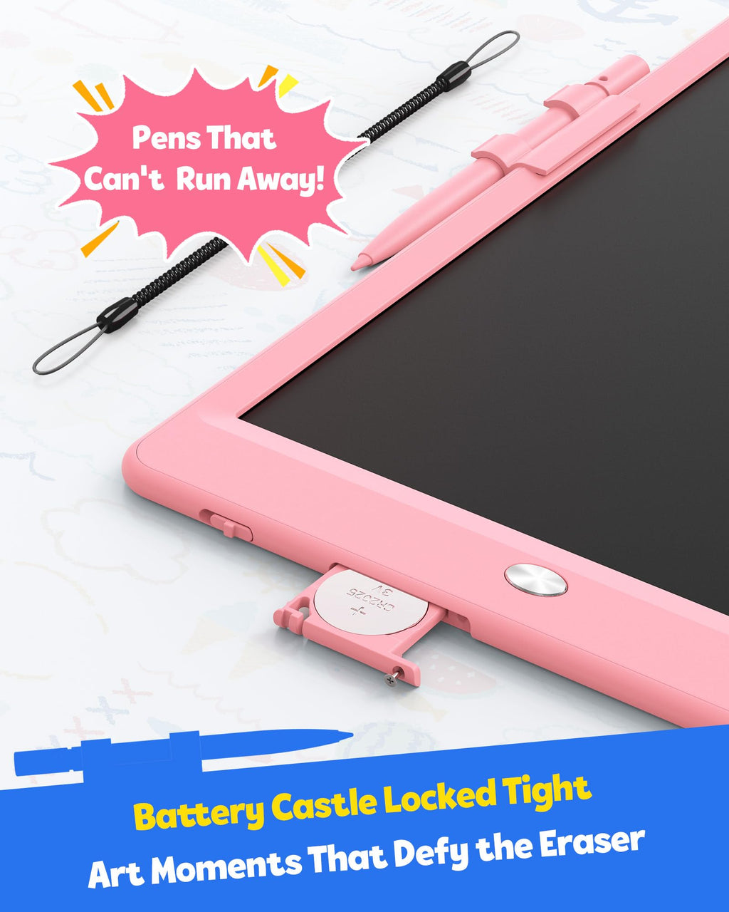 LCD Writing Tablet for Kids, 10-inch Coloring Drawing Pad, Mess Free Doodle Board, Airplane Travel Toys for Boys and Toddlers, Road Trip Essentials, Gifts for 3 4 5 6 7 8 Year Old Girls (Pink)