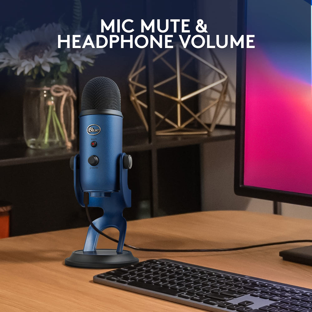 Creators Blue Yeti USB Microphone for PC, Mac, Gaming, Streaming, Podcasting, Studio and Computer Condenser Mic with Blue VO!CE Effects, 4 Pickup Patterns, Plug and Play - Midnight Blue