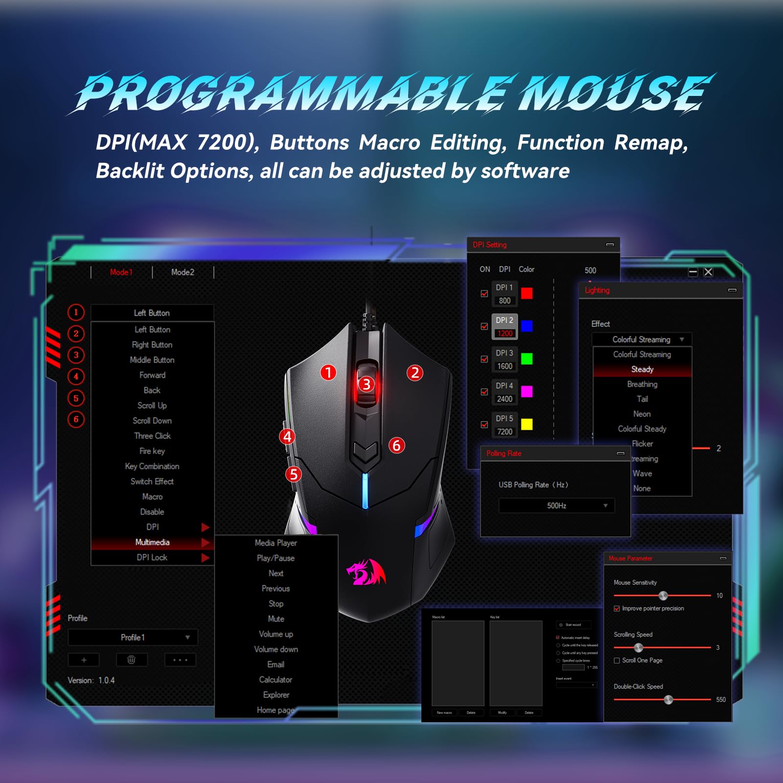 S101-3 PRO Gaming Keyboard and Mouse, RGB Backlit Programmable Keyboard Mouse with Software, Independent Macro Record Keys, Value Combo Set, New Update Version