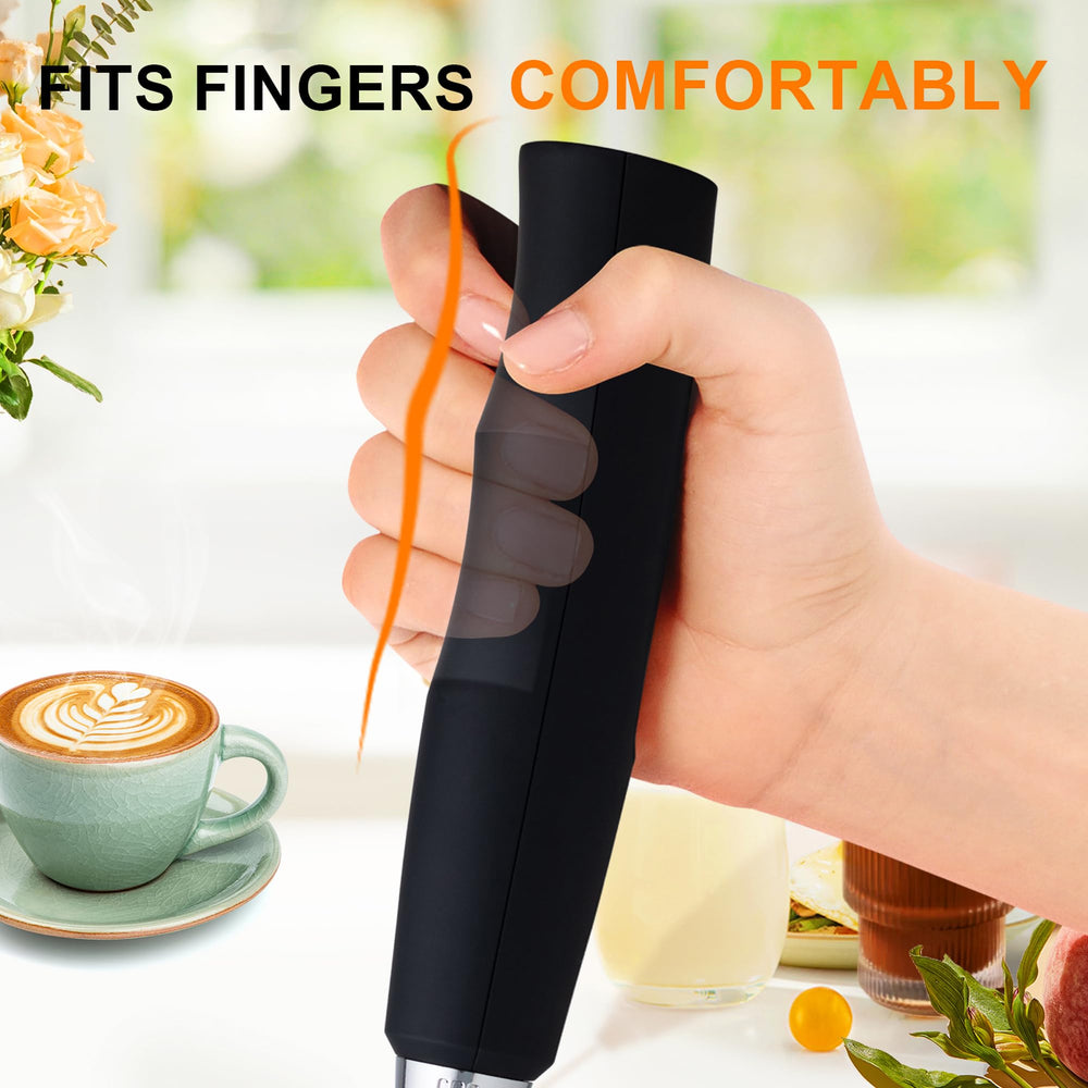 Black Handheld Milk Frother Wand for Coffee, Rechargeable Electric Whisk with 3 Heads 3 Speeds Drink Mixer Coffee Frother For Latte, Cappuccino, Hot Chocolate, Egg