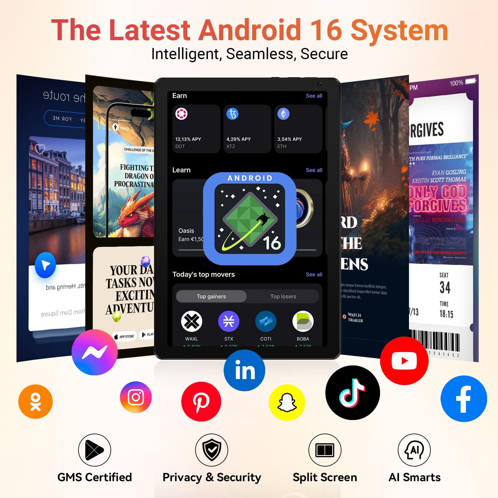 URAO Tablet,10.1" Android Tablet with Octa-core Processor 30GB RAM 128GB ROM HD IPS Touchscreen 8H Battery, Wi-Fi 6, BT 5.4, Dual Camera, Android 16 Tablets 2026