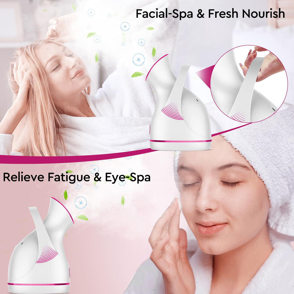 Facial Steamer - Nano Ionic Face Steamer Warm Mist Steamer for Home Sauna SPA, Humidifier for Face Steamer for Deep Cleaning Unclogs Pores Sinuses - Bonus 5 Piece Stainless Steel Skin Kit