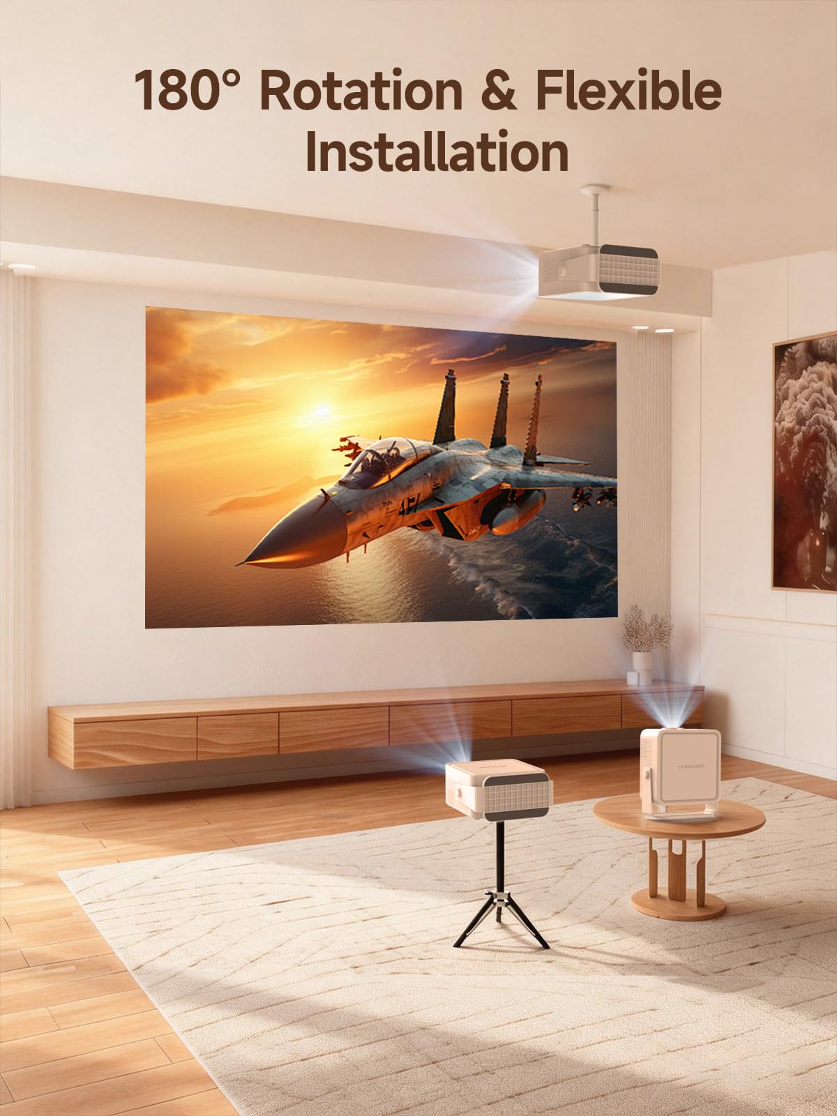 [Android 14 & 800ANSI] Magcubic Mini Projector 4K 8K Support, Smart Projector Native 1080P with WiFi 6, Bluetooth 5.4, Auto Focus, Auto Keystone, 180° Rotation, Portable Projetor for Bedroom HY450Max