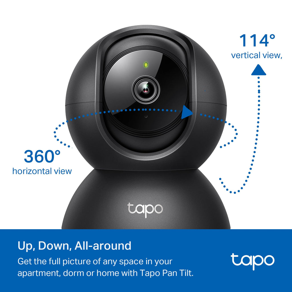 1080P Indoor Pan/Tilt Wired Security Camera - Works as a Baby & Pet Monitor, Motion Detection, 2-Way Audio, Siren, Night Vision, Subscription-Free Local Storage or Optional Cloud, Black, C201