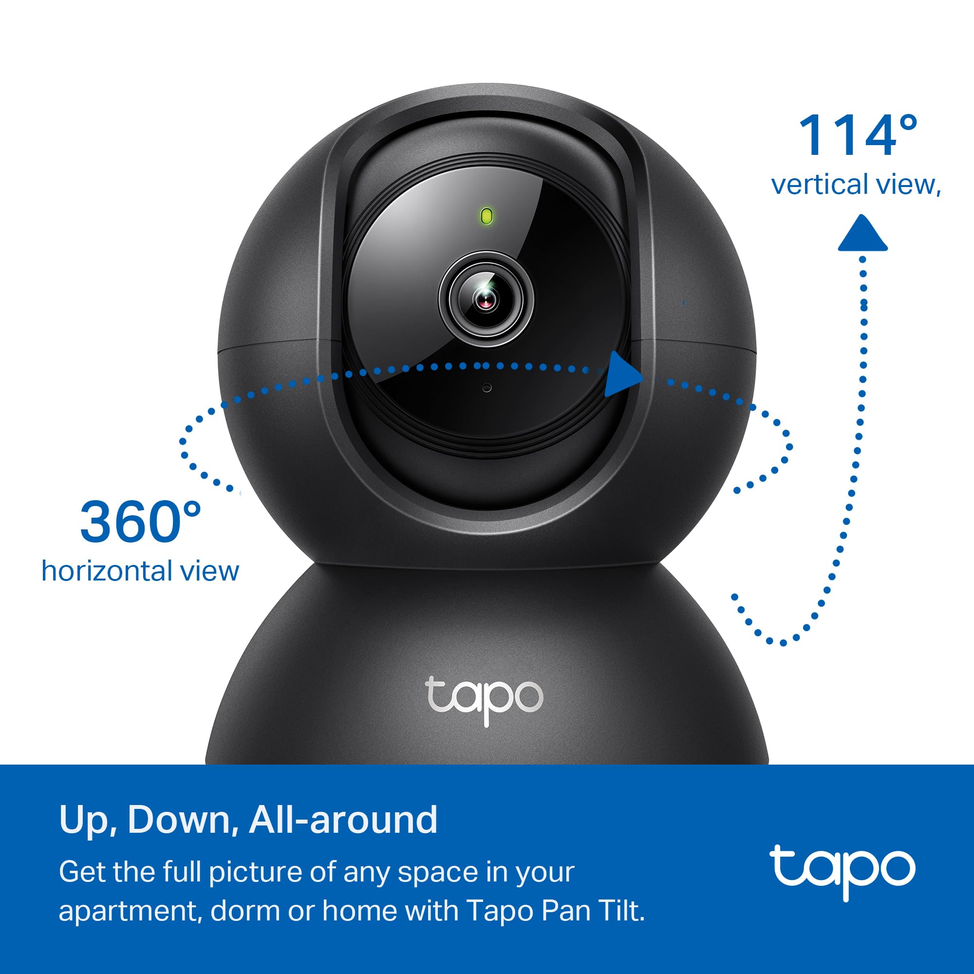 1080P Indoor Pan/Tilt Wired Security Camera - Works as a Baby & Pet Monitor, Motion Detection, 2-Way Audio, Siren, Night Vision, Subscription-Free Local Storage or Optional Cloud, Black, C201