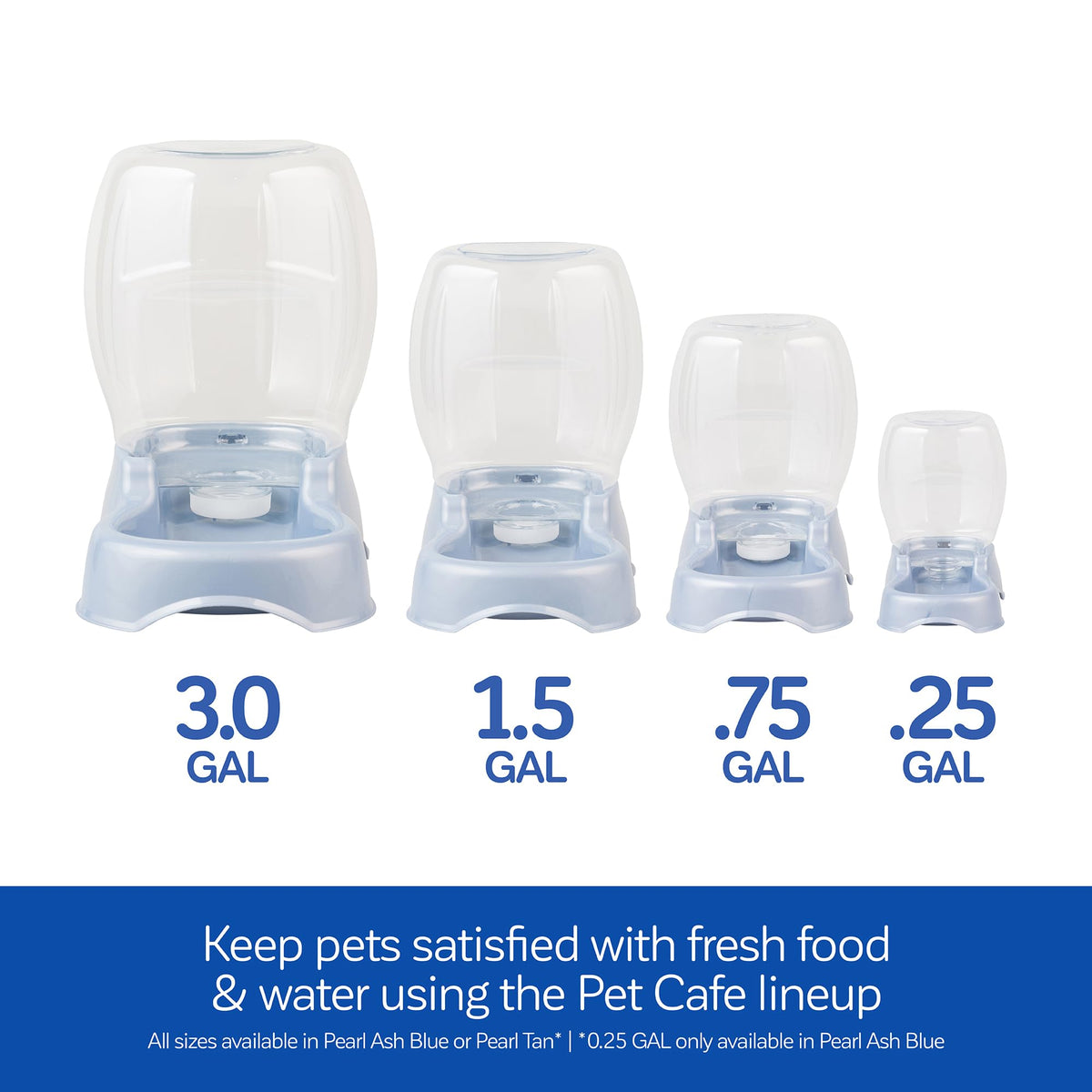 Pet Cafe Cat and Dog Gravity Water Dispenser - Water Bowl for Cats and Dogs, USA Made, 0.75 GAL, Pearl Gray