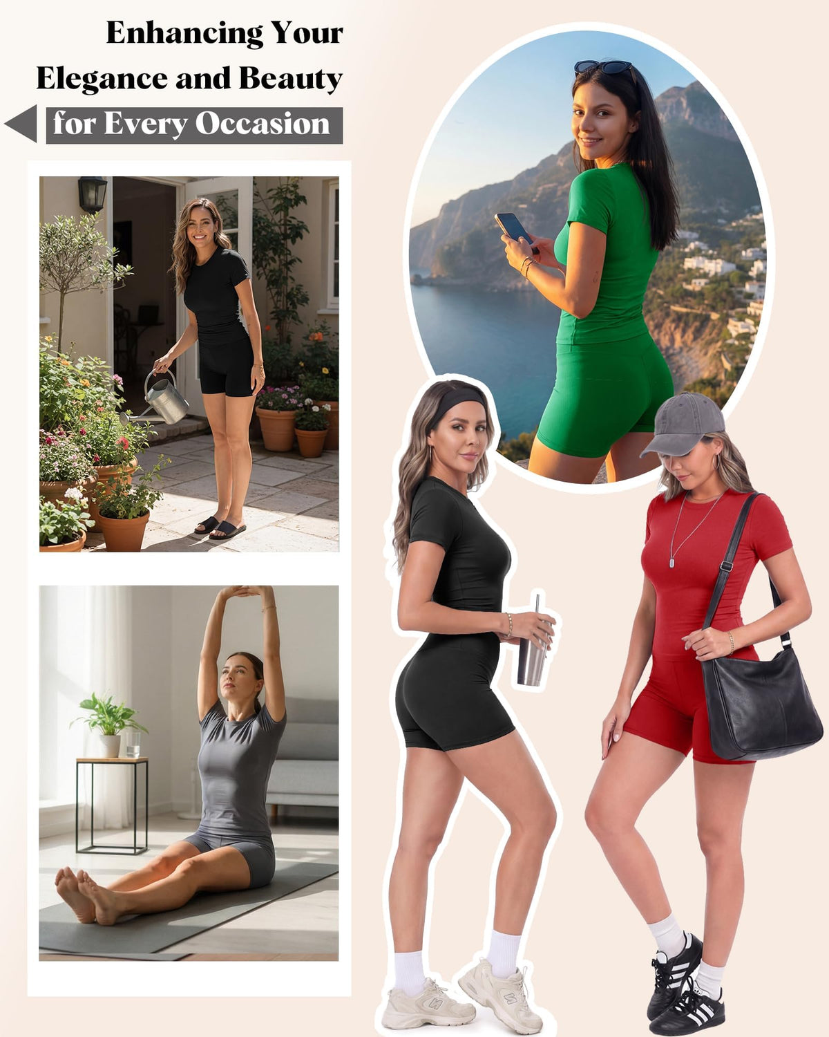Two Piece Workout Sets for Women - Summer Outfits 2 Piece Short Gym Set Casual Lounge Vacation Matching Clothing Black Medium