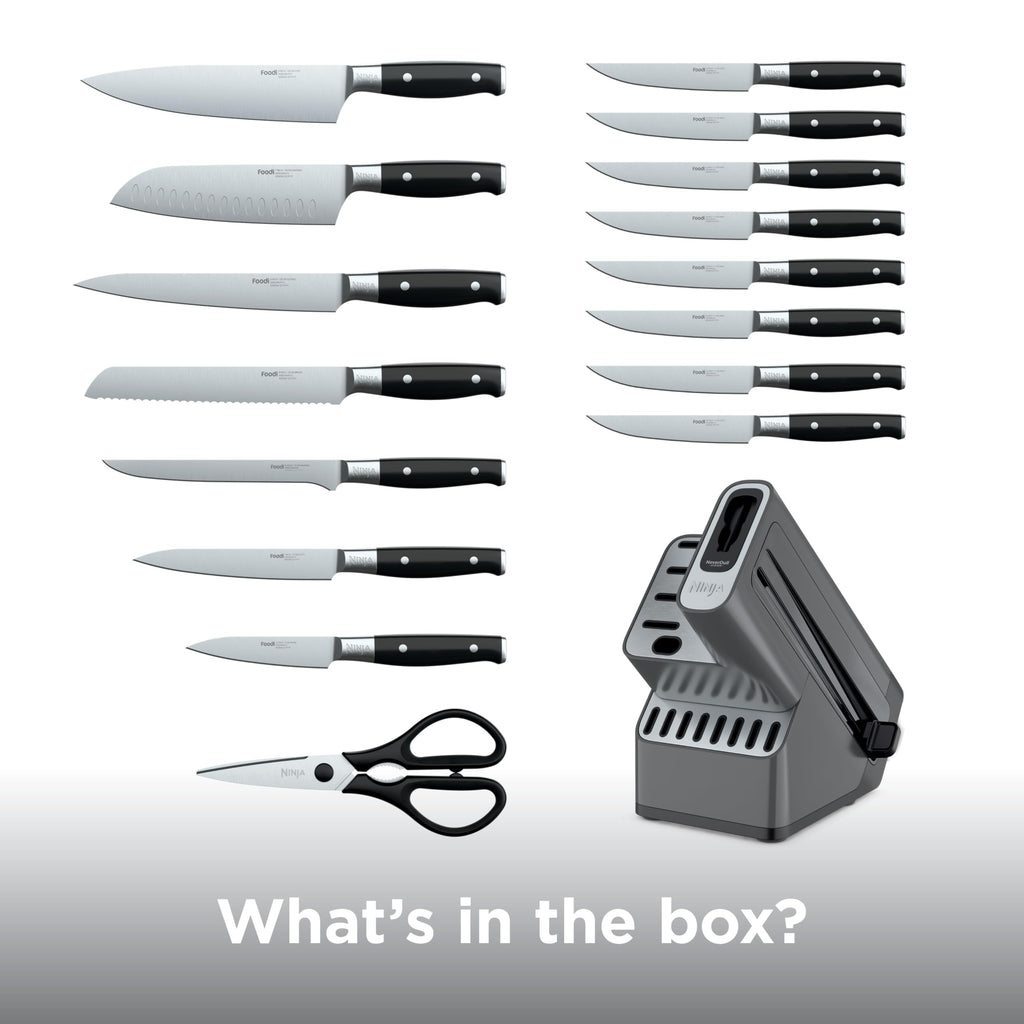 Ninja™ NeverDull® Knife Block Set | 17 Piece Kitchen Knife System with Built-in Sharpener | Rust Resistant, German Stainless-Steel Knives | Black | K32017