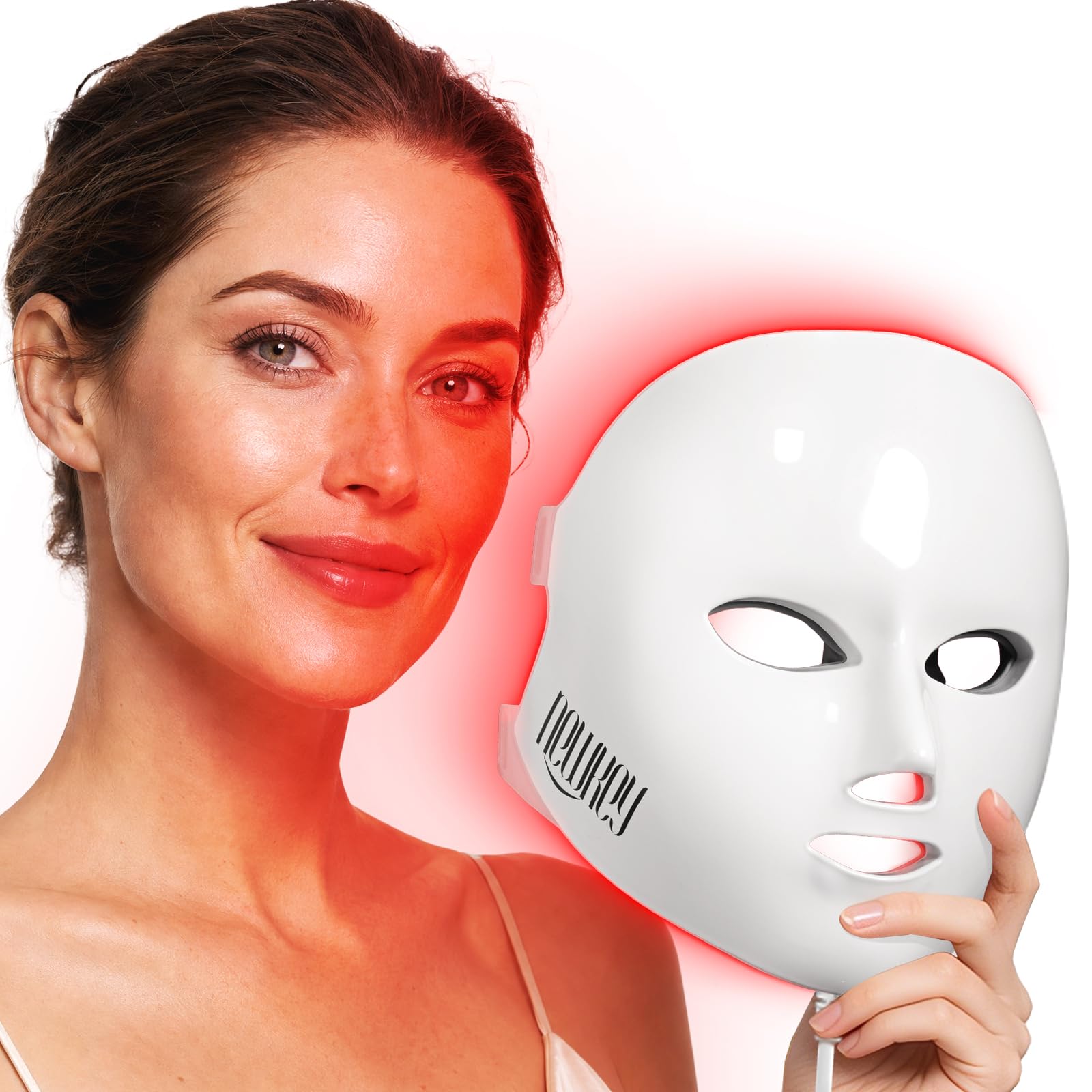 NEWKEY 4D LED Red Light Therapy Mask for Face Skin Glowing,630nm Led Light Therapy Face Mask Anti Wrinkle, Blue Light Therapy Face Mask for Acne,Home use,450 LED Chips,Birthday gift,Plug in